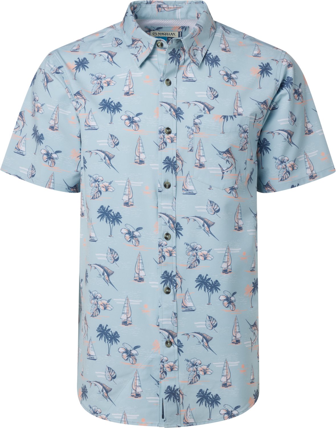 Magellan Outdoors Men's Shore and Line Washed Out Pocket Button-Down Fishing Shirt - view number 3