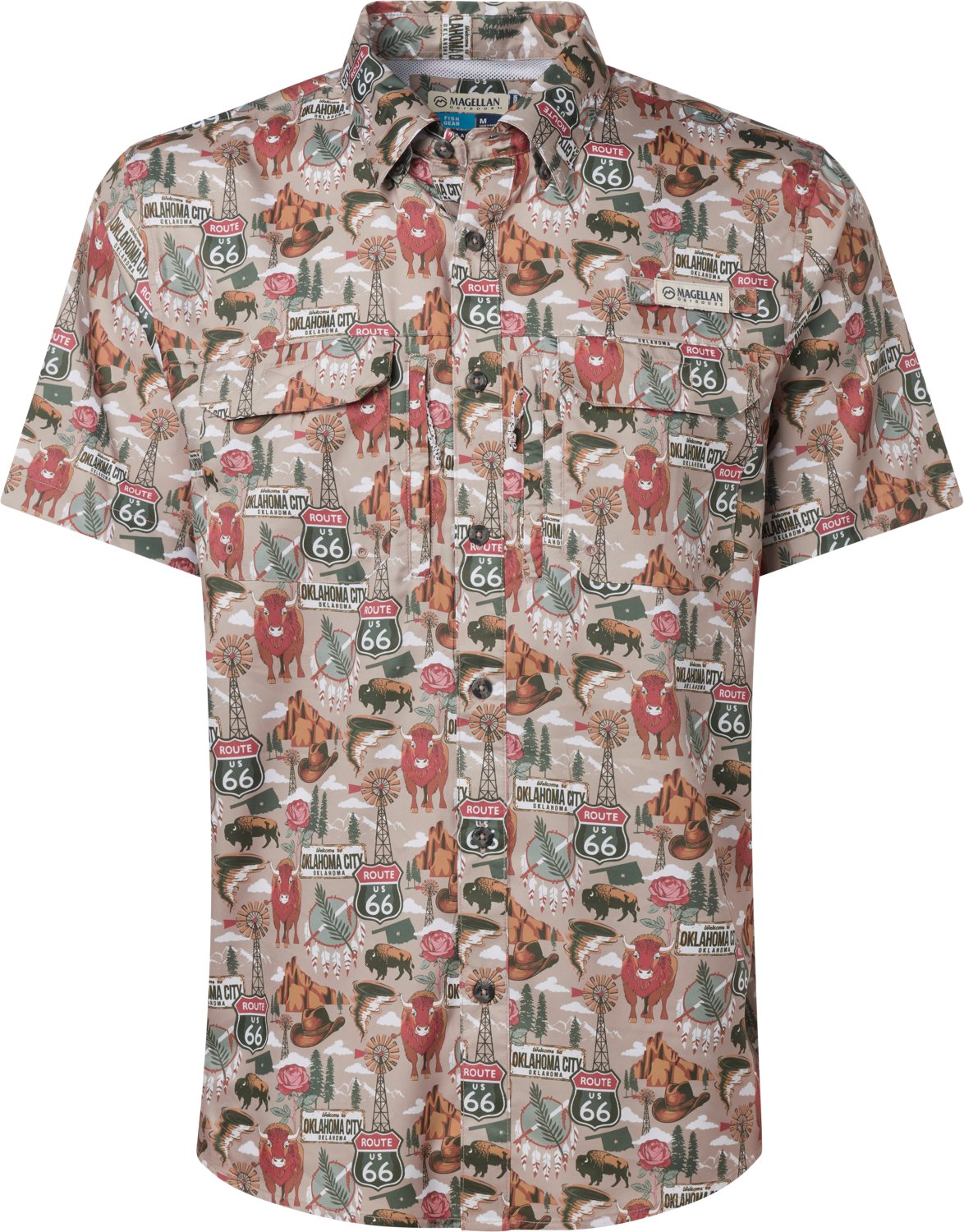 Magellan Outdoors Men's Oklahoma Local State Print Shirt