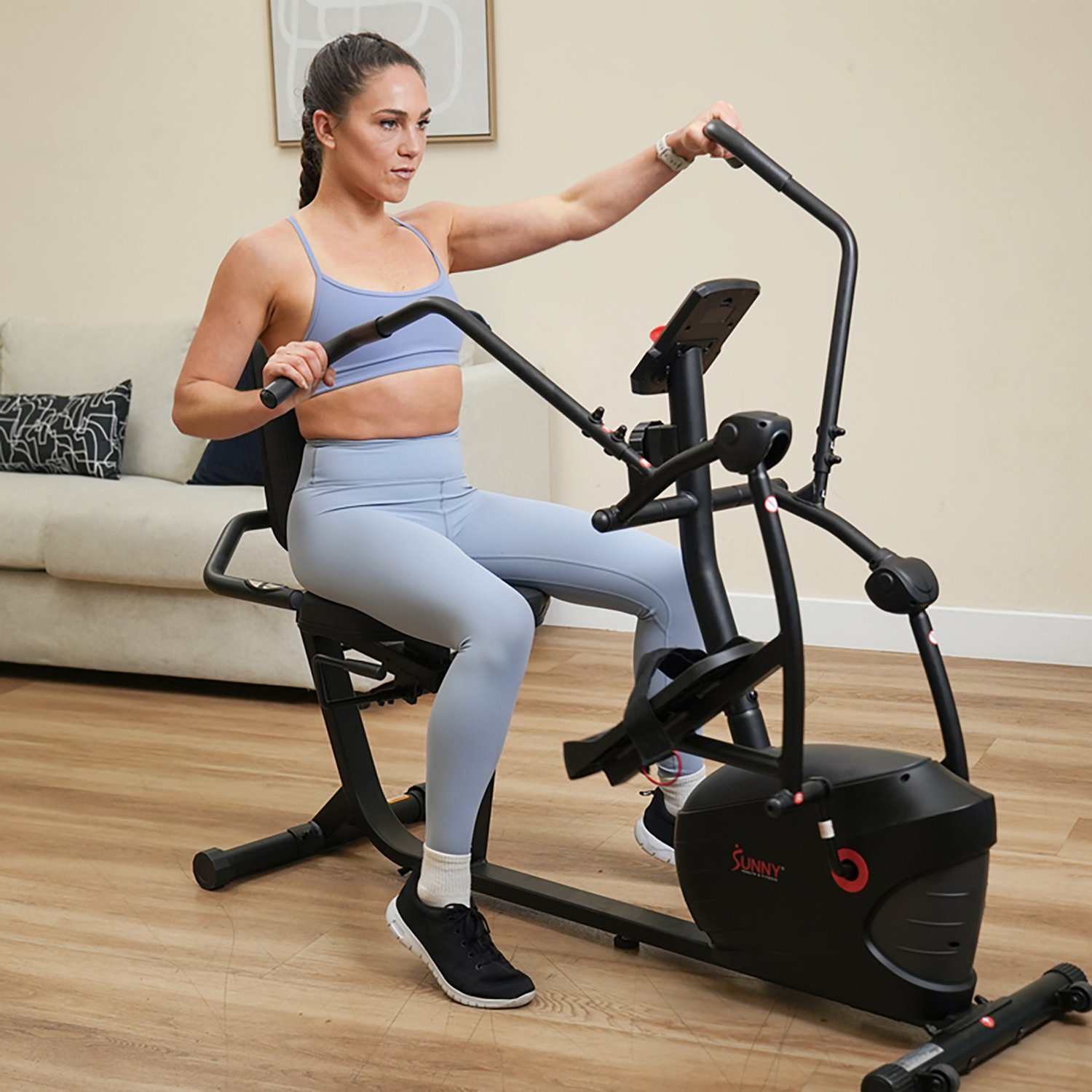 Sunny Health & Fitness Smart Magnetic Resistance Dual Action Recumbent Elliptical Trainer with Bluetooth - view number 4