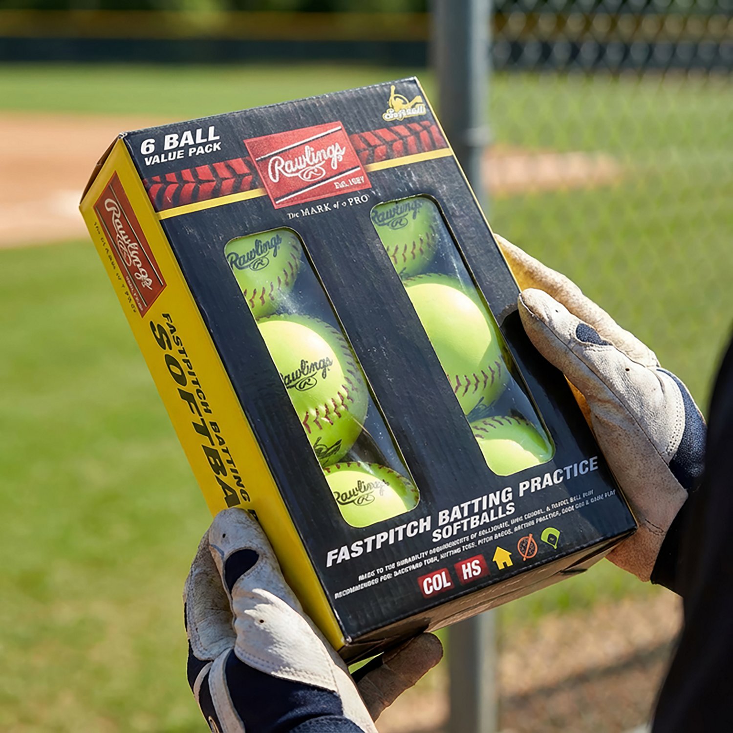 Rawlings 12 in Travel Practice Fast-Pitch Softballs 6-Pack - view number 3