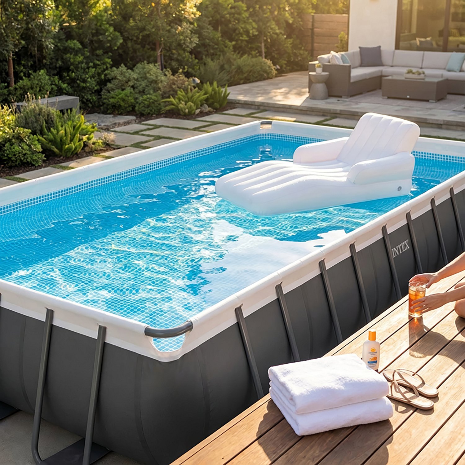 INTEX Ultra XTR 24 ft x 12 ft x 52 in Rectangular Metal Frame Pool