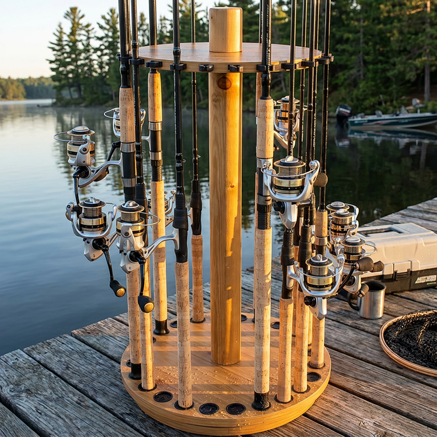 Rush Creek Creations 24 Spinning Round Fishing Rod Storage Rack                                                                  - view number 8