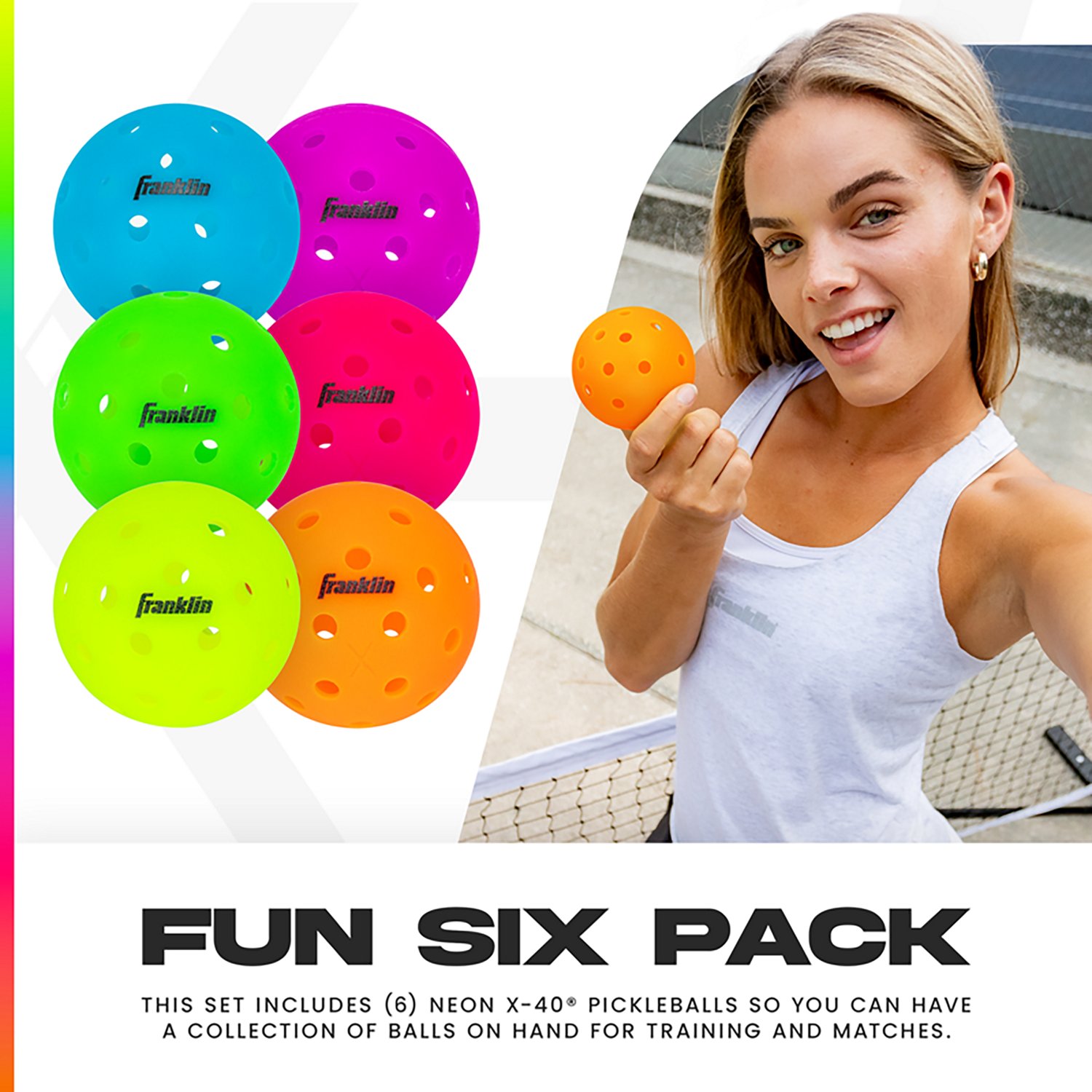 Franklin Sports X-40 Outdoor Pickleballs - USA Pickleball (USAPA)  - Official Pickleball of US Open - Vellum Optic - 6 Pack - view number 3