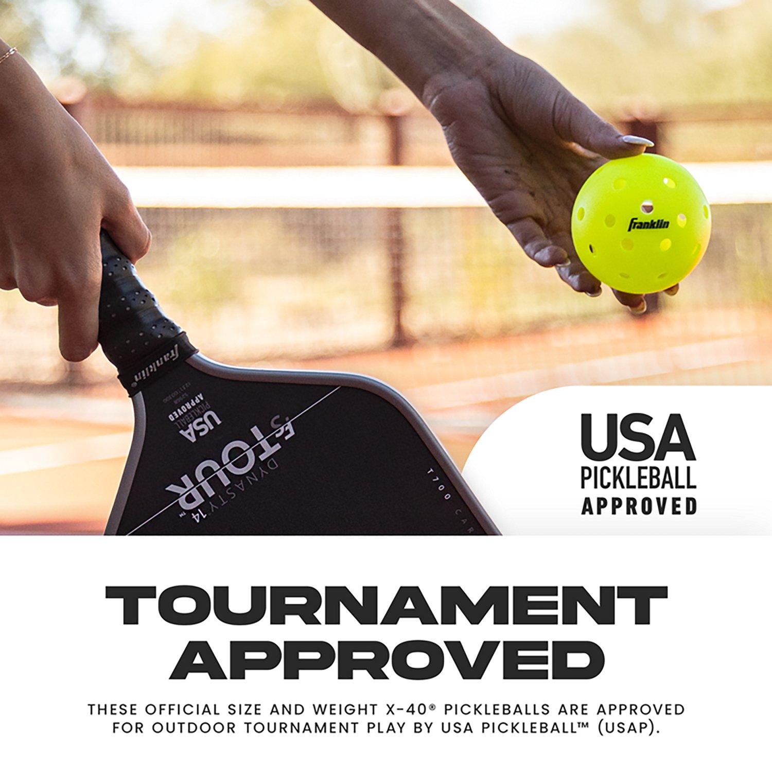 Franklin Sports X-40 Outdoor Pickleballs - USA Pickleball (USAPA)  - Official Pickleball of US Open - Vellum Optic - 6 Pack - view number 6
