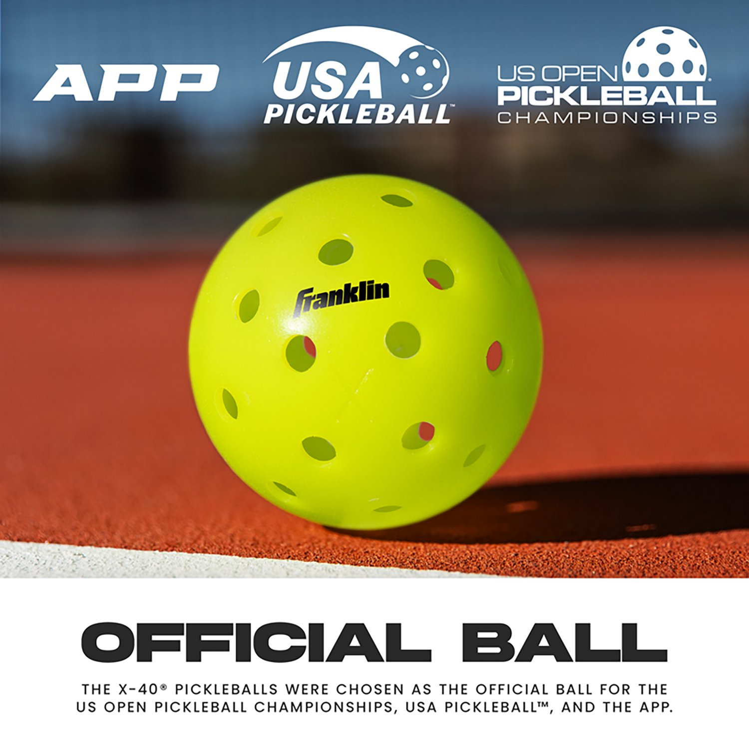 Franklin Sports X-40 Outdoor Pickleballs - USA Pickleball (USAPA)  - Official Pickleball of US Open - Vellum Optic - 6 Pack - view number 7