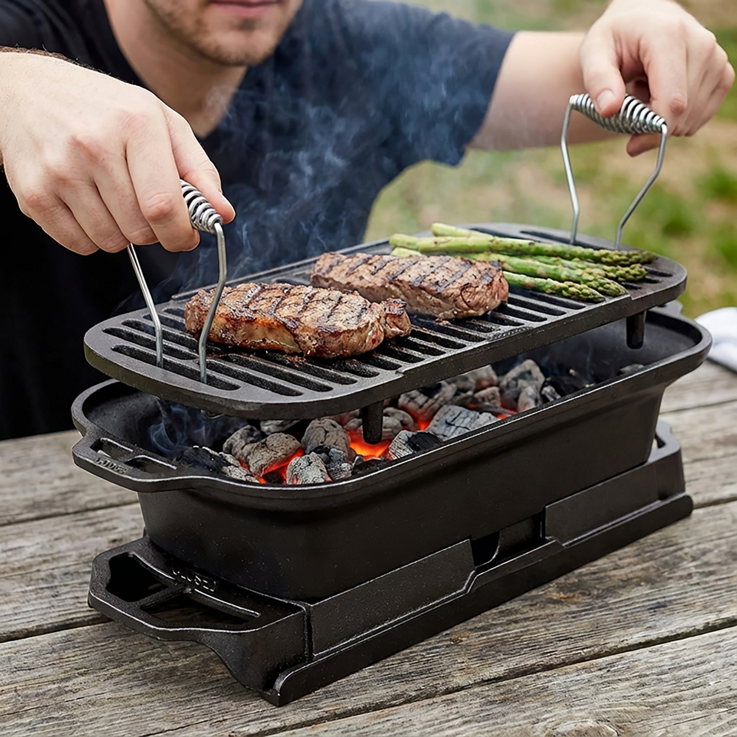 Lodge Sportsman's Pro Cast Iron Grill | Academy