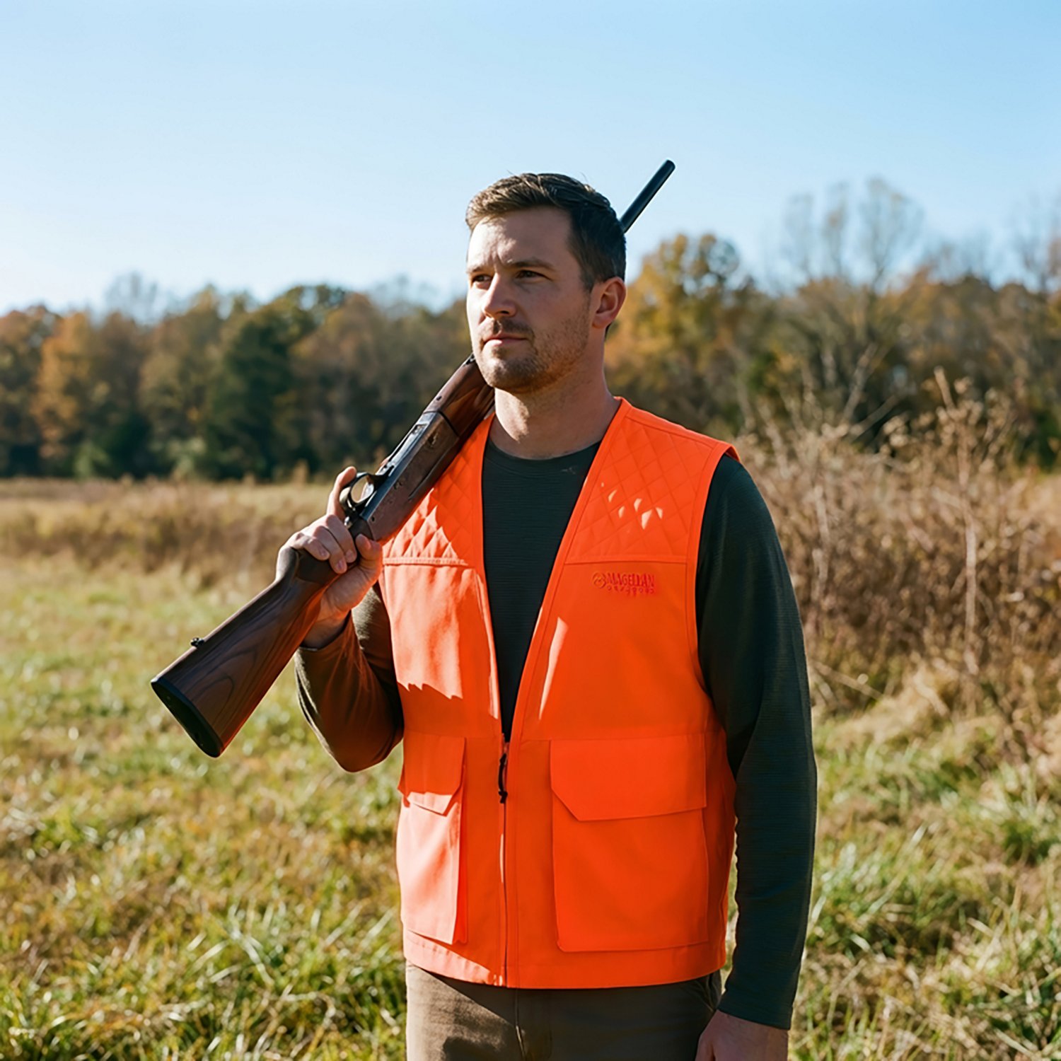 Magellan Outdoors Men's Piedmont Basic Blaze Game Vest | Academy