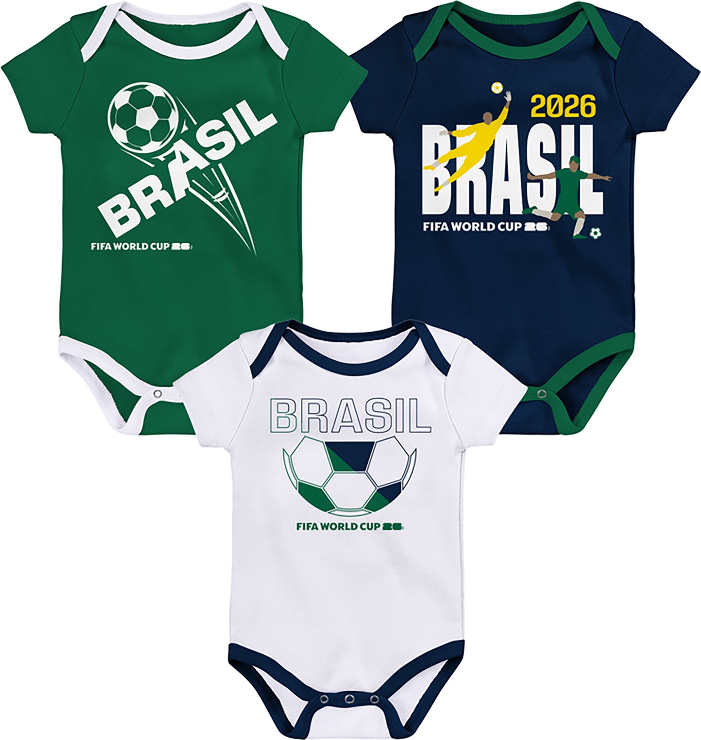 Outerstuff Infant Boys' Brazil 2026 World Cup Creepers 3-Pack - view number 4