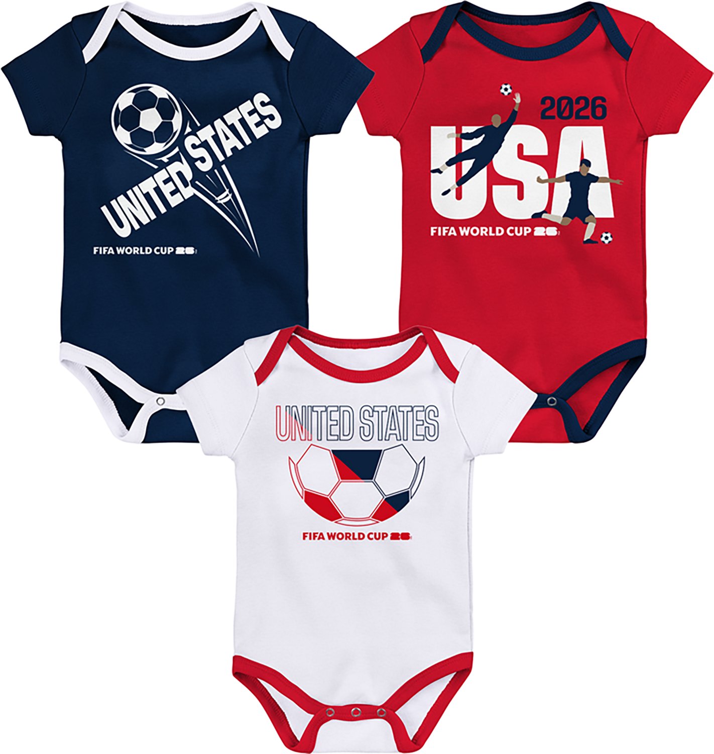 Outerstuff Infant Boys' USA 26 World Cup Creepers 3-Pack - view number 4