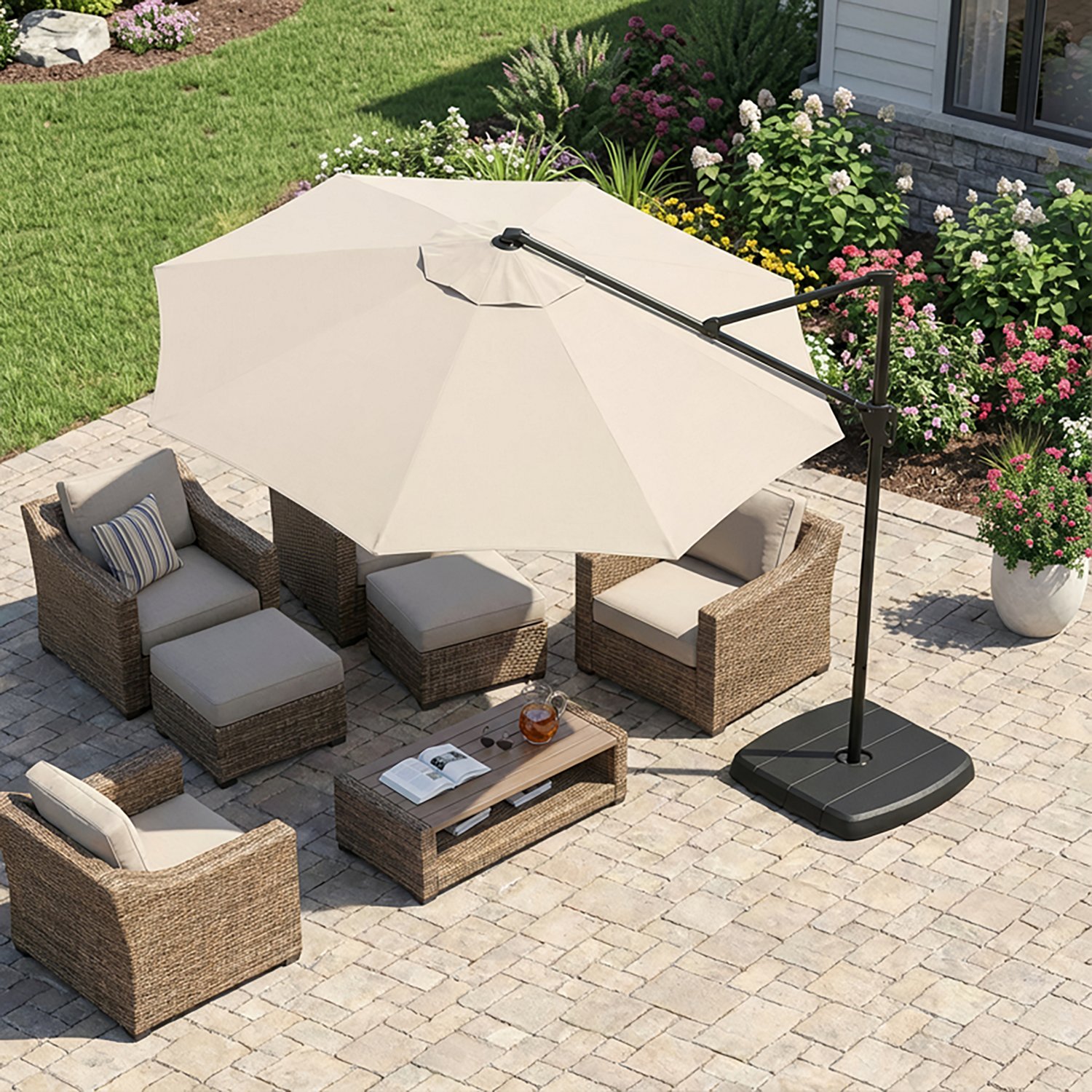 Mosaic Round Patio 10 ft Cantilever Umbrella with EZ Lever                                                                       - view number 3