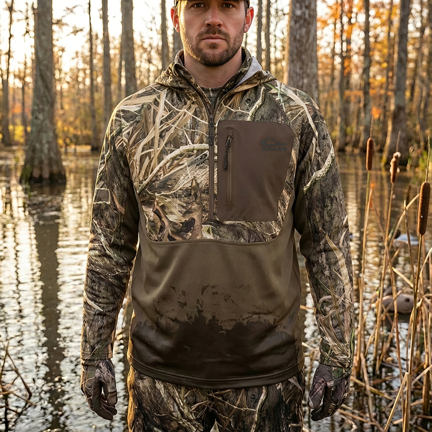 Drake Men's EST Performance 1/2 Zip Camo Hoodie - view number 6