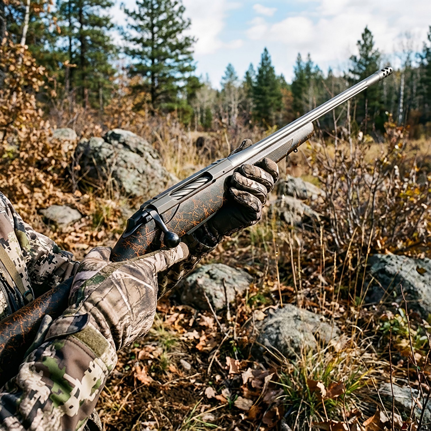 Tikka T3x Lite .300 Win Mag Bolt-Action 22.40" Orange Webbed Black Threaded Rifle - view number 3