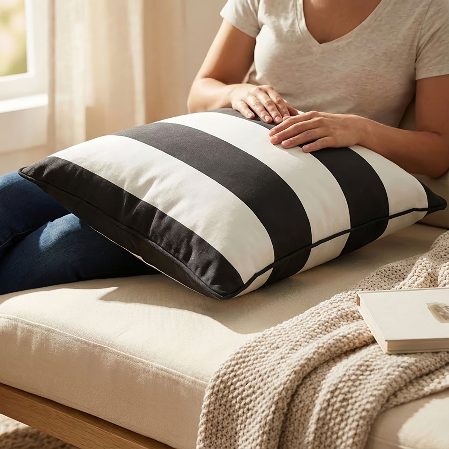 Mosaic 18 in Striped Patio Pillow - view number 2