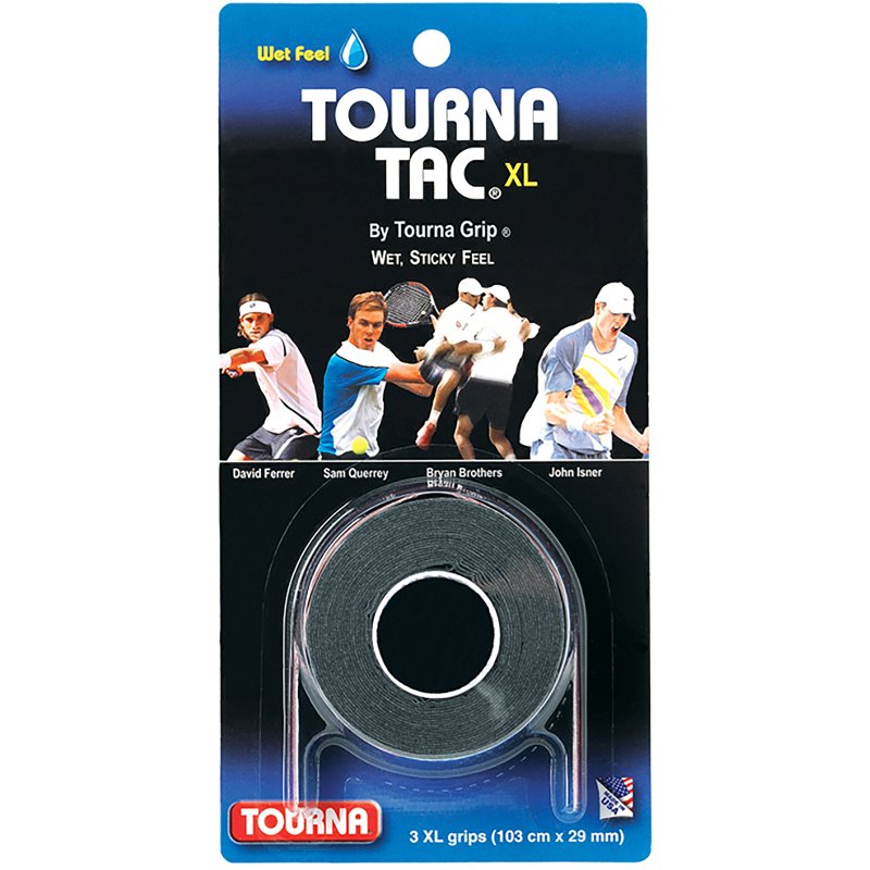 Unique Sports Tourna Tac XL 3 Pack - Black Tennis Overgrips