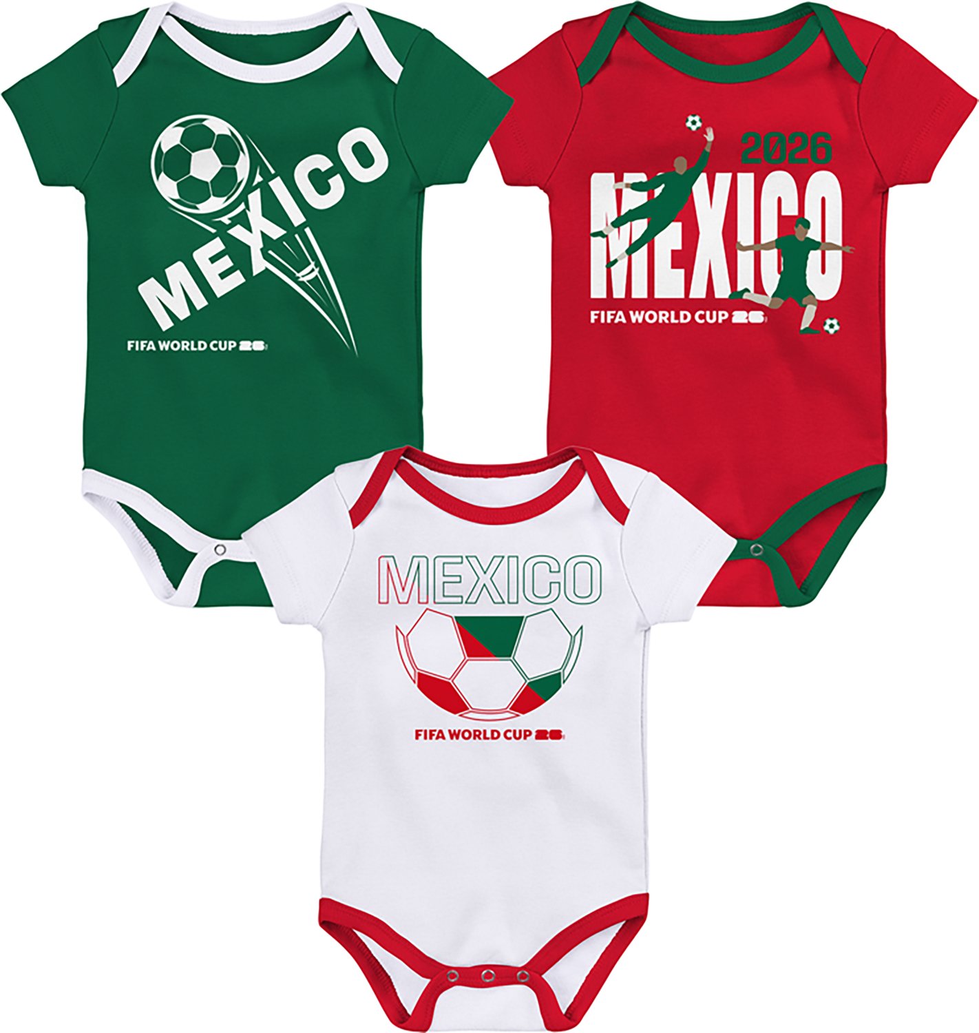 Outerstuff Infant Boys' Mexico 26 World Cup Creepers 3-Pack - view number 4