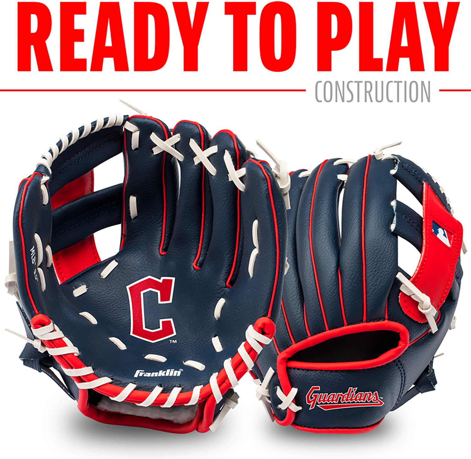 Franklin Cleveland Guardians 9.5 in T-Ball Glove and Ball Set