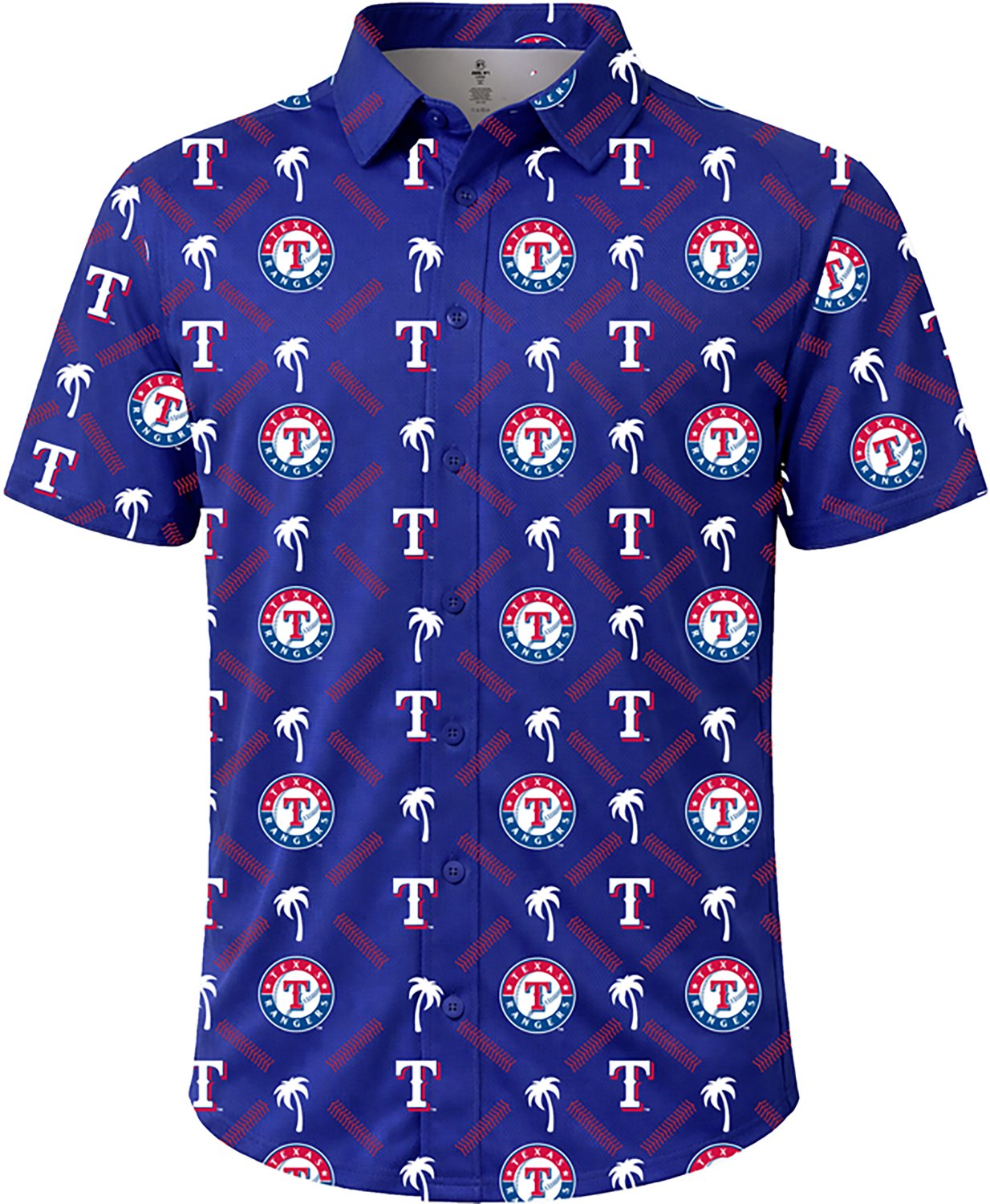 Stitches Men's Texas Rangers Sublimated Short Sleeve Button Down Shirt