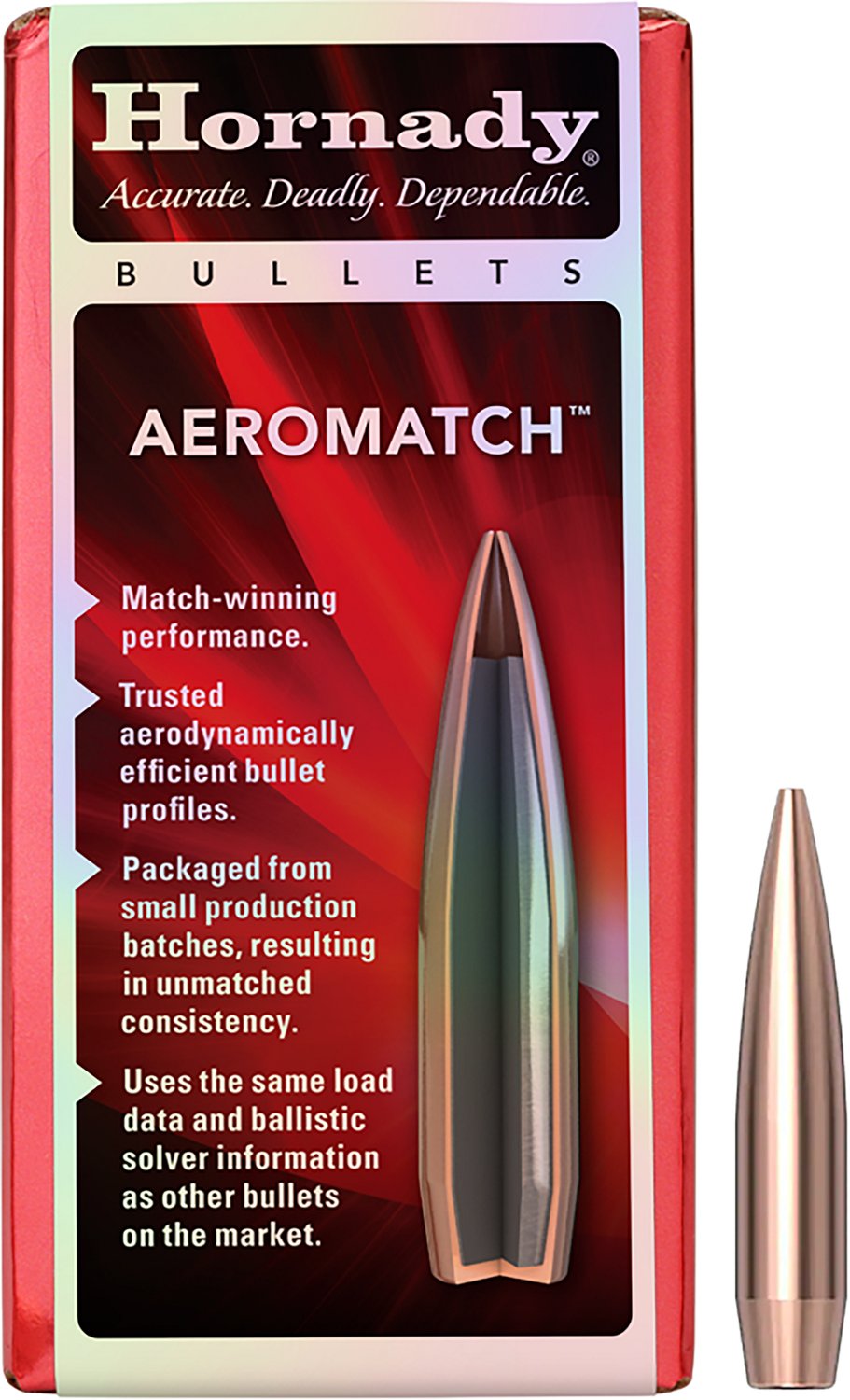 Hornady AEROMATCH 22 Cal .224 77-Grain HPBT Reloading Bullets - 100 Rounds