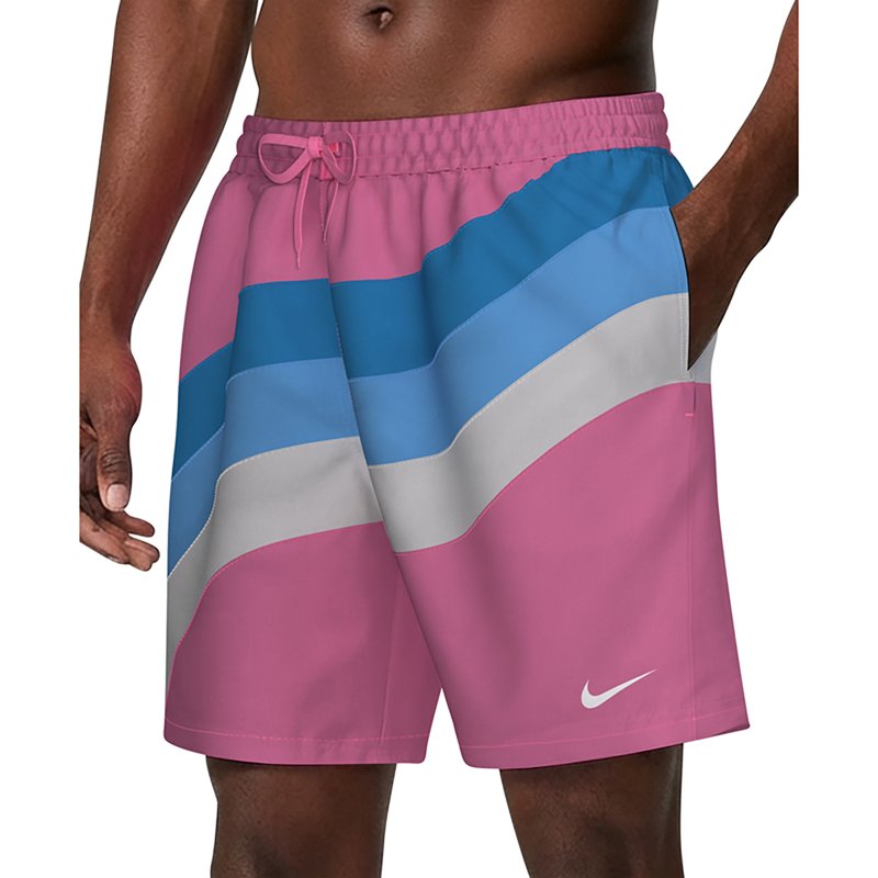 Nike Men's Breaker Ripple 7" Lined Volley Swim Trunks, Medium, Pink Glow