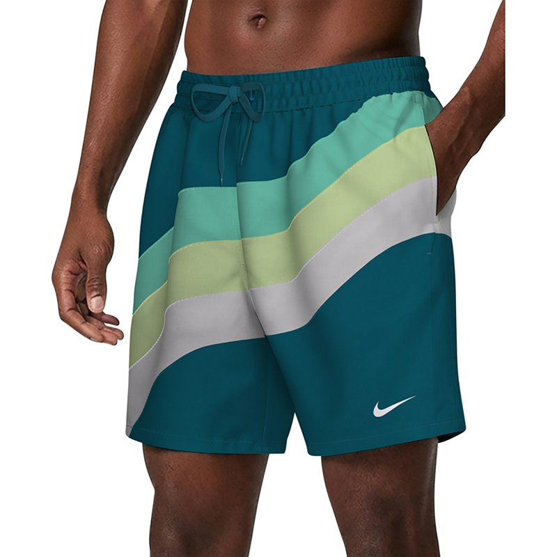 Nike Men's Breaker Ripple 7" Lined Volley Swim Trunks, XXL, Green Abyss