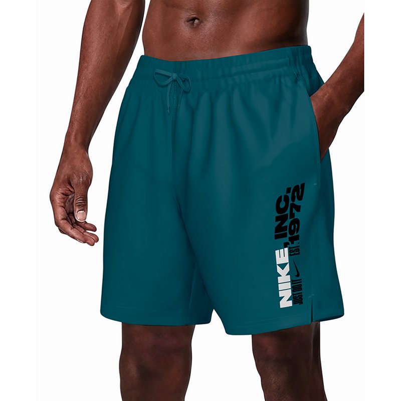 Nike Men's Breaker Ripple 7" Lined Volley Swim Trunks, Medium, Green Abyss