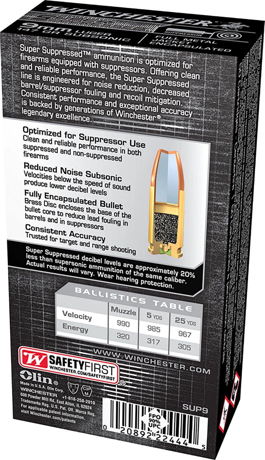 Winchester Suppressor 9mm 147-Grain Centerfire Ammunition - 50 Rounds - view number 2