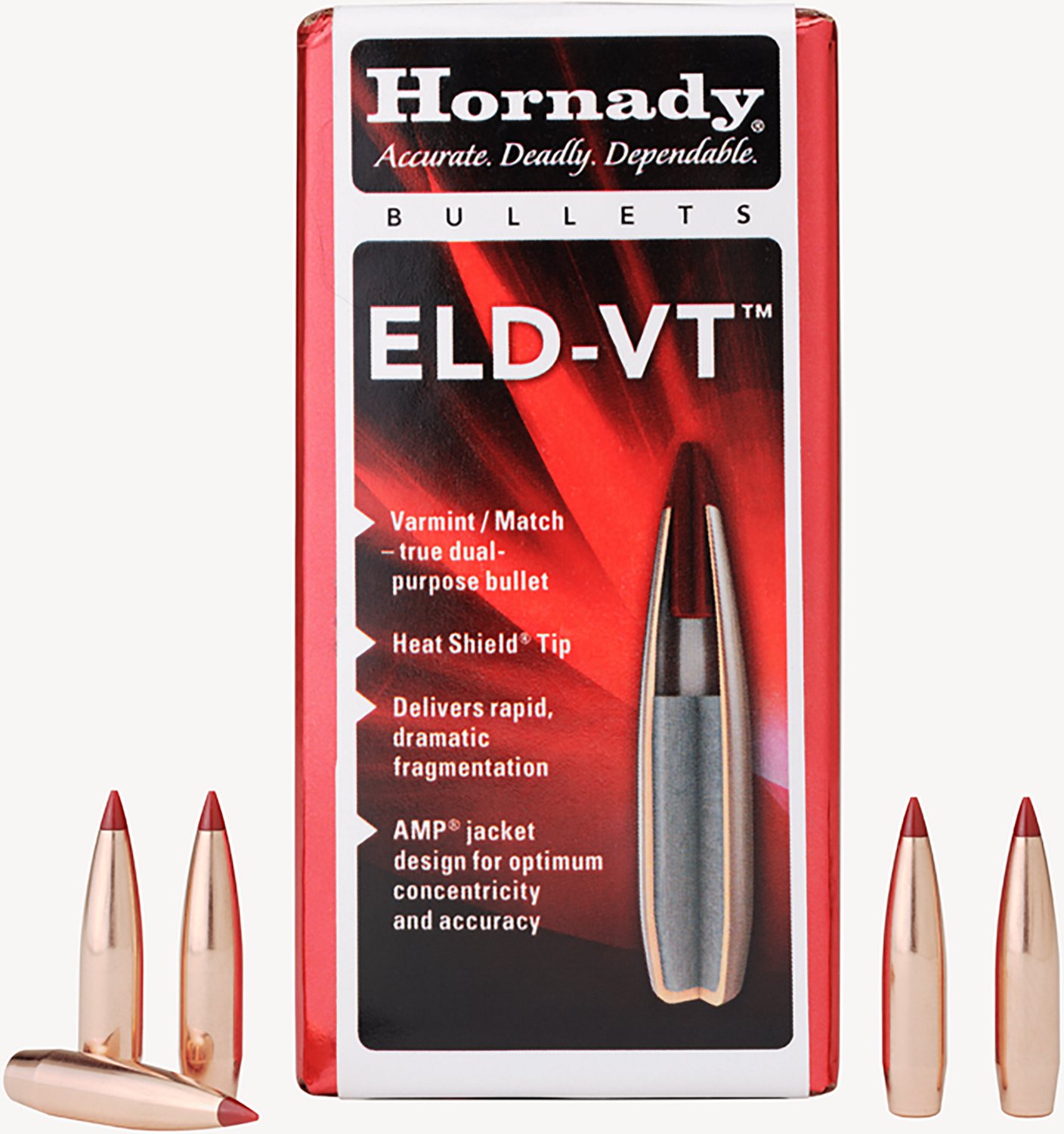 Hornady ELD-V 22 Cal .224 62-Grain Reloading Bullets - 100 Rounds