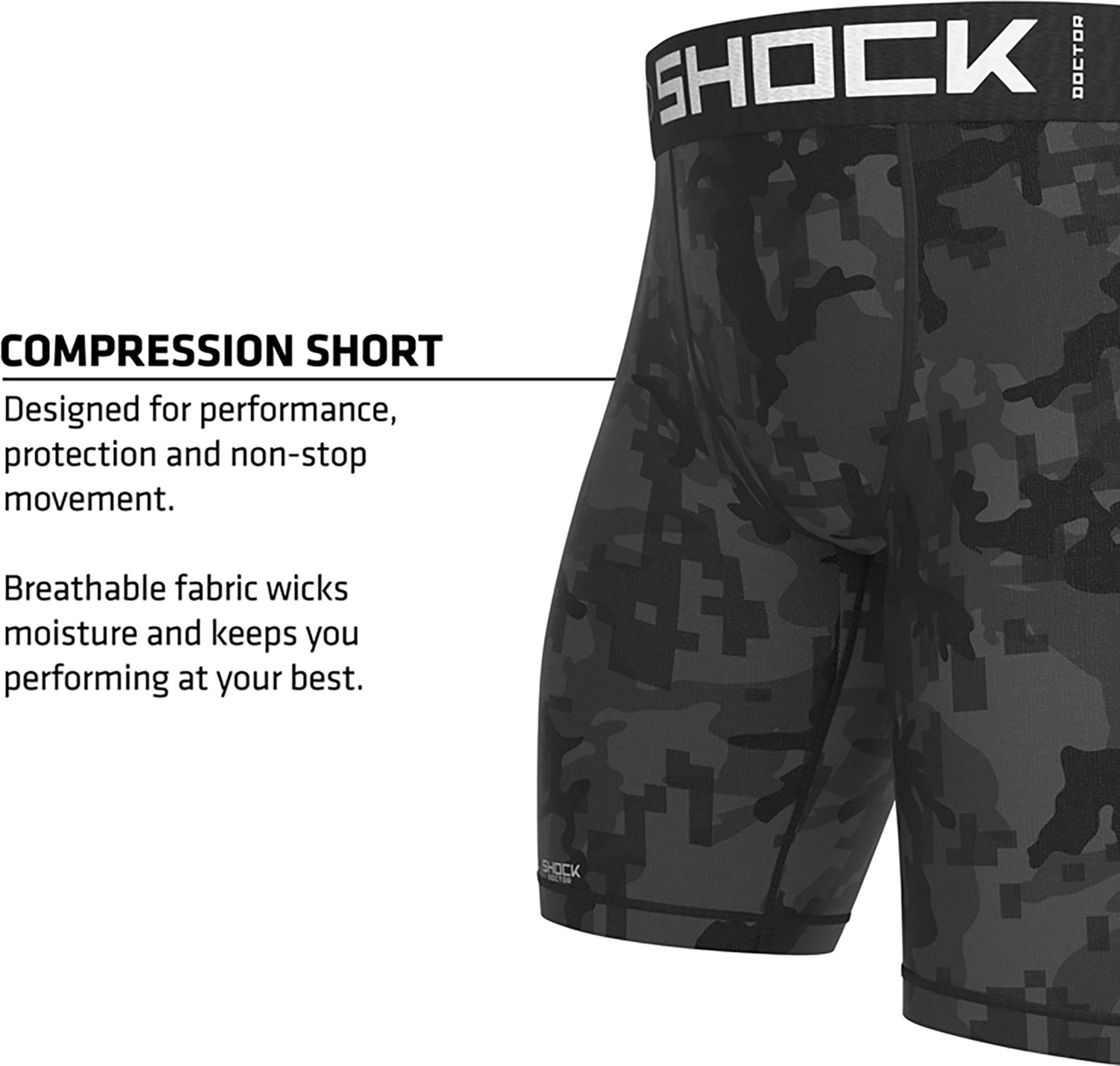 Shock Doctor Adult Core Compression Short Prints with Bio‑Flex 2.0 Cup - view number 2