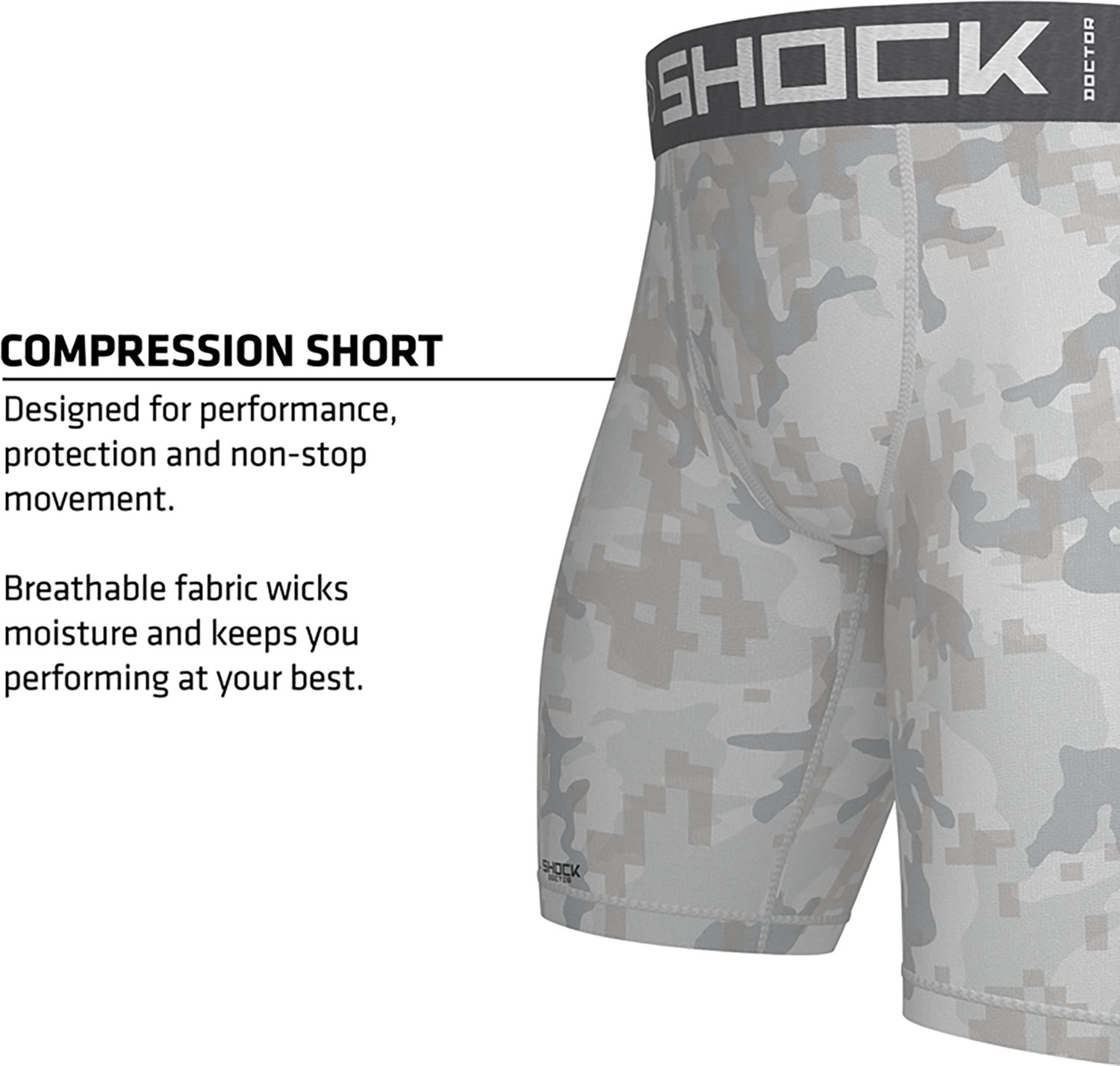 Shock Doctor Adult Core Compression Short Prints with Bio‑Flex 2.0 Cup - view number 2
