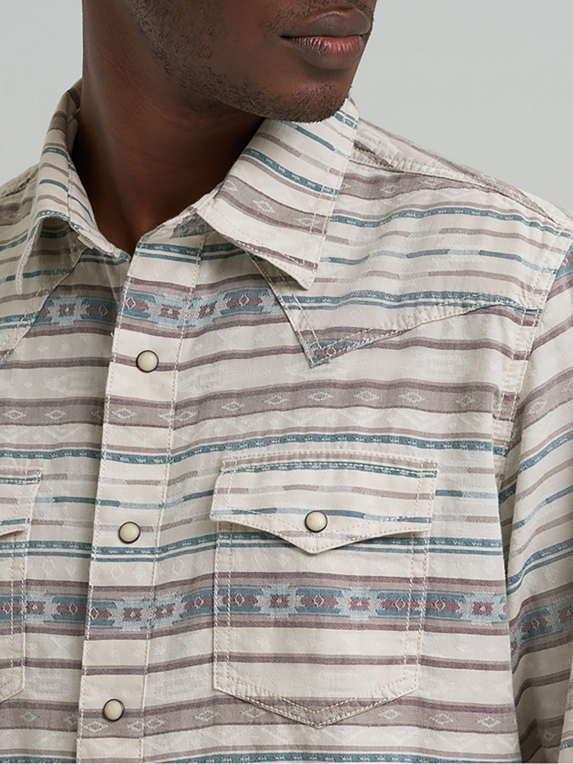 Wrangler Men's Retro Premium Snap Printed Long Sleeve Button Up Shirt - view number 3