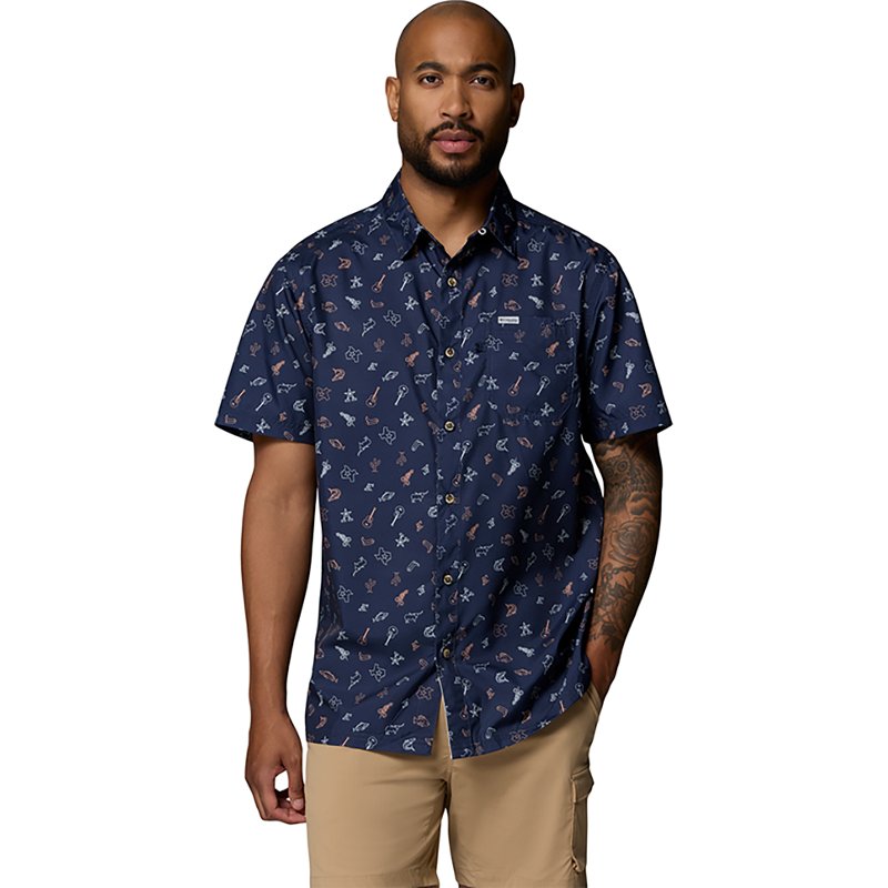 Columbia Super Slack Tide Camp Short-Sleeve Button-Down Shirt - Nocturnal Take Me To Texas