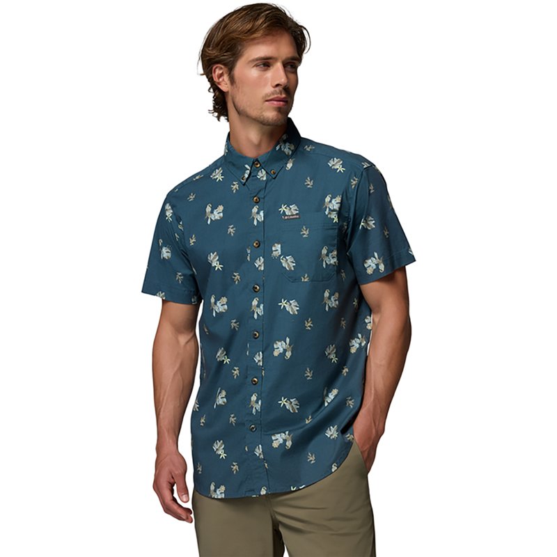 Columbia Men's Rapid Rivers Printed Short Sleeve Shirt - Everblue/Macaws