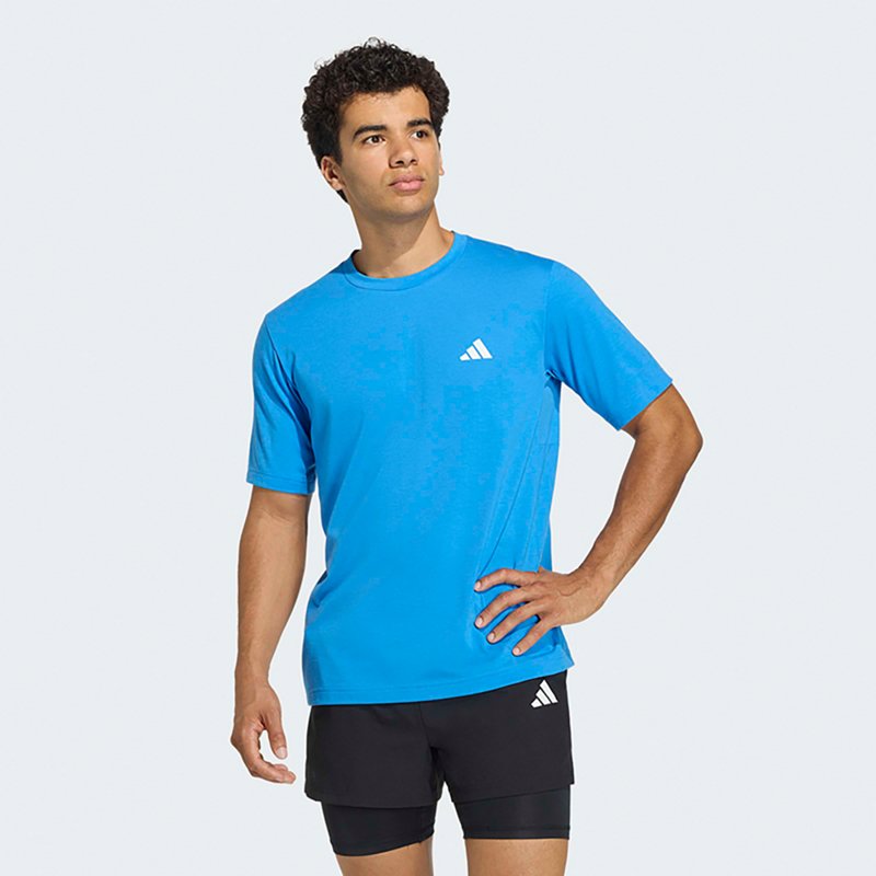 adidas Mens Crew Neck Short Sleeve Active T-Shirt, Medium, Blue