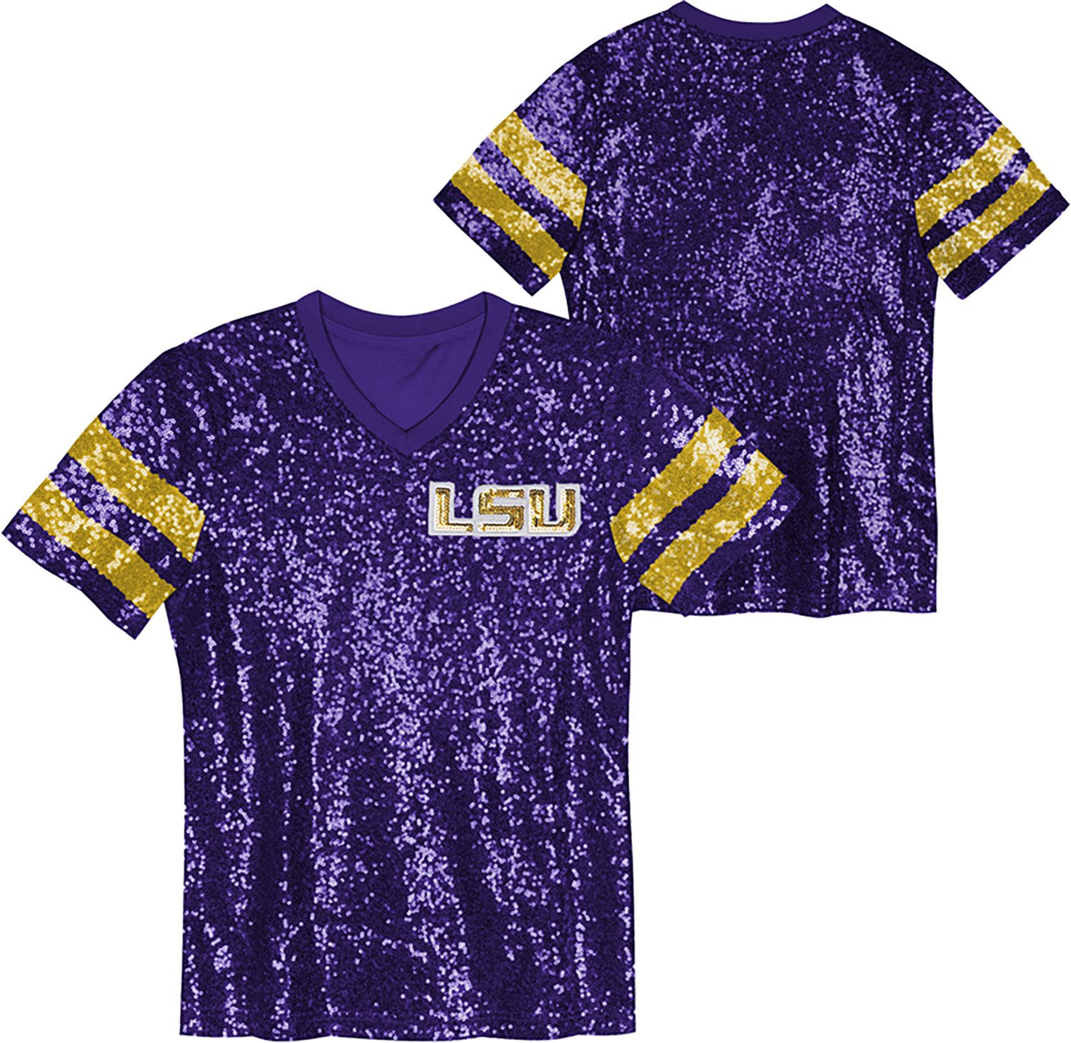 Outerstuff Girls' Louisiana State University KC Glam Sequined Graphic T-shirt
