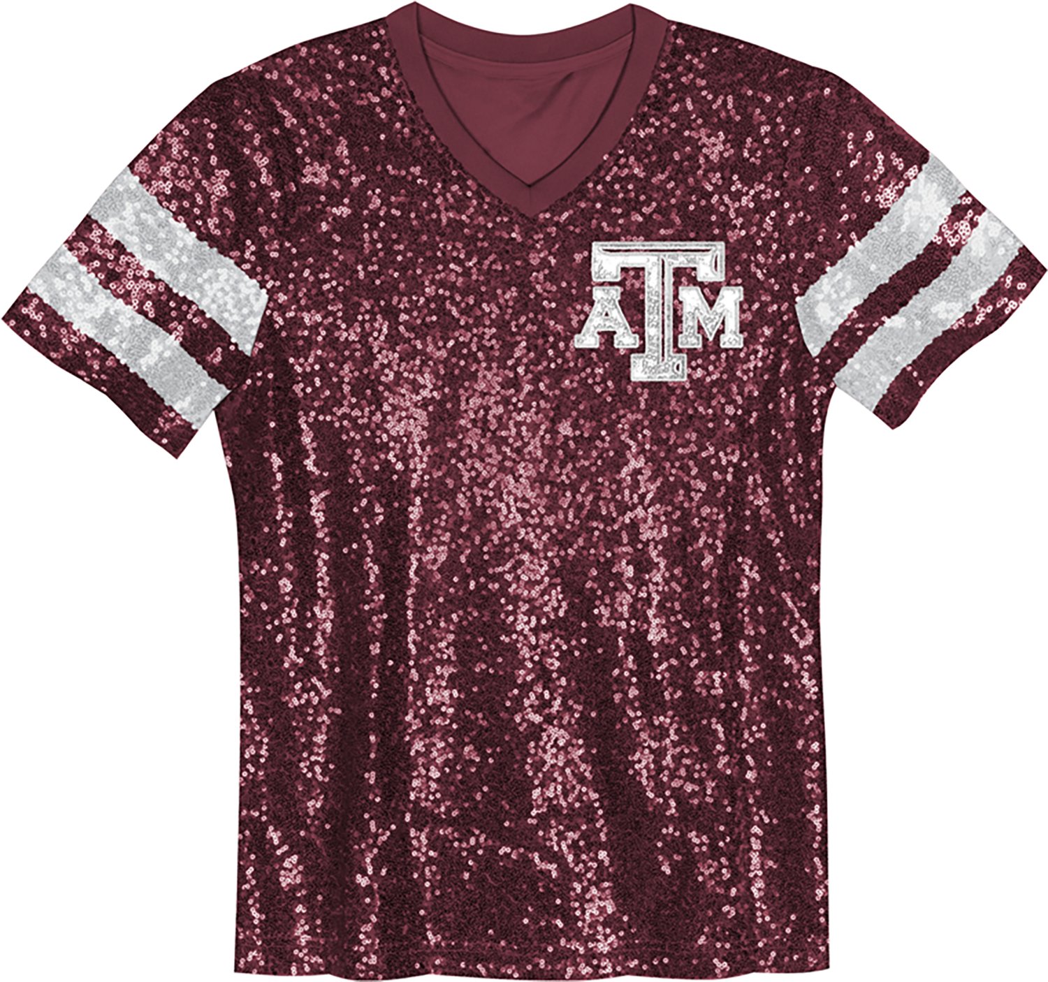 Outerstuff Girls' Texas A&M University KC Glam Sequined Graphic T-shirt