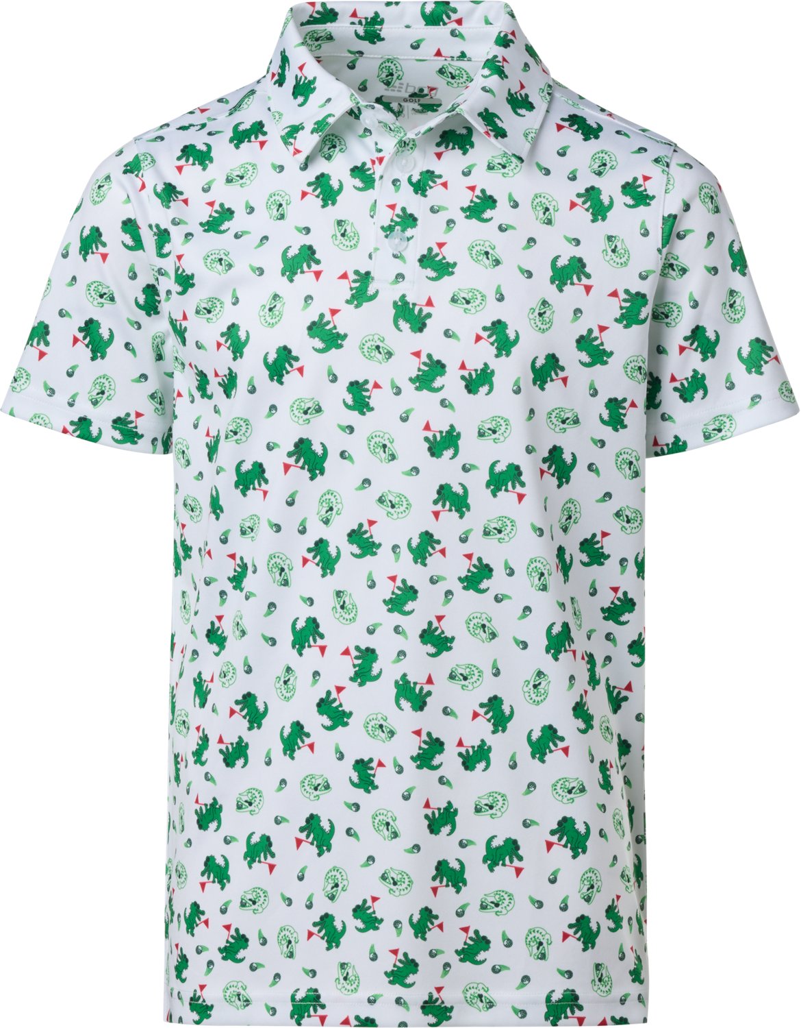 BCG Boys' Gator Print Short Sleeve Polo Shirt
