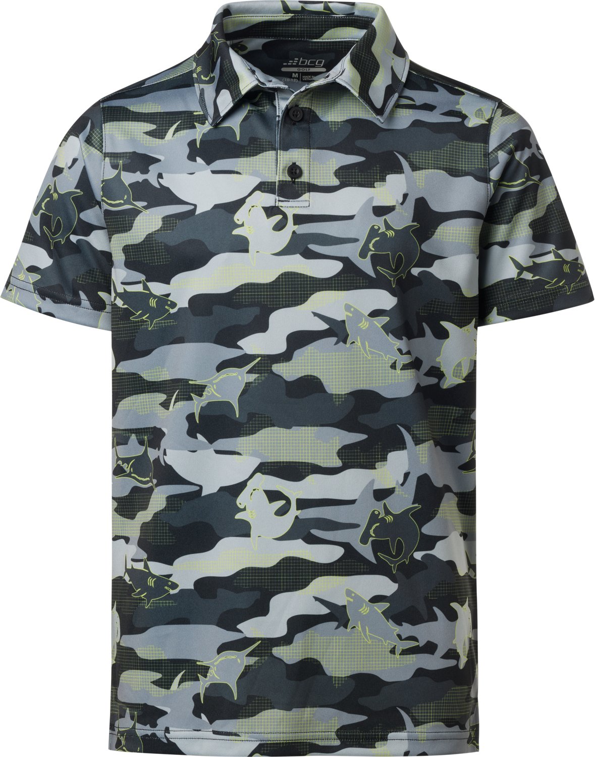 BCG Boys' Shark Camo Print Short Sleeve Polo