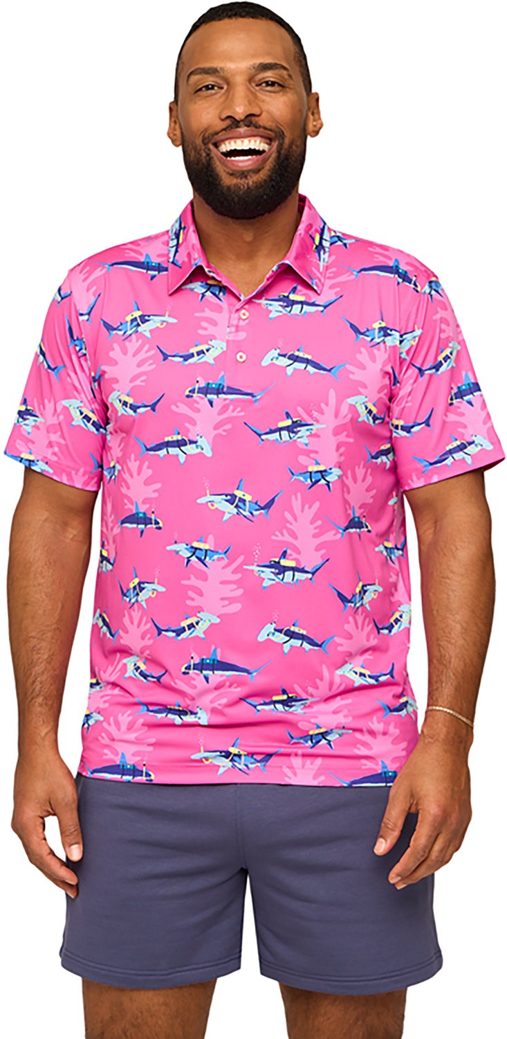 Chubbies Men's The Great Pink Shark Performance Polo Shirt