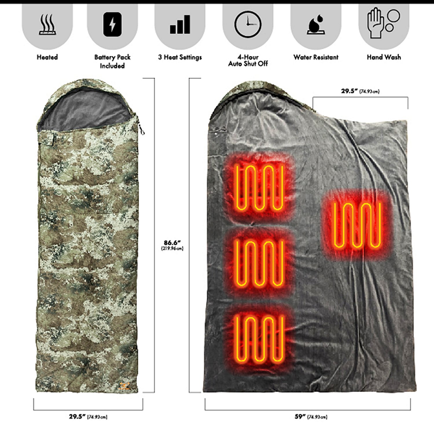 True Timber Heated Mummy Sleeping Bag - view number 4