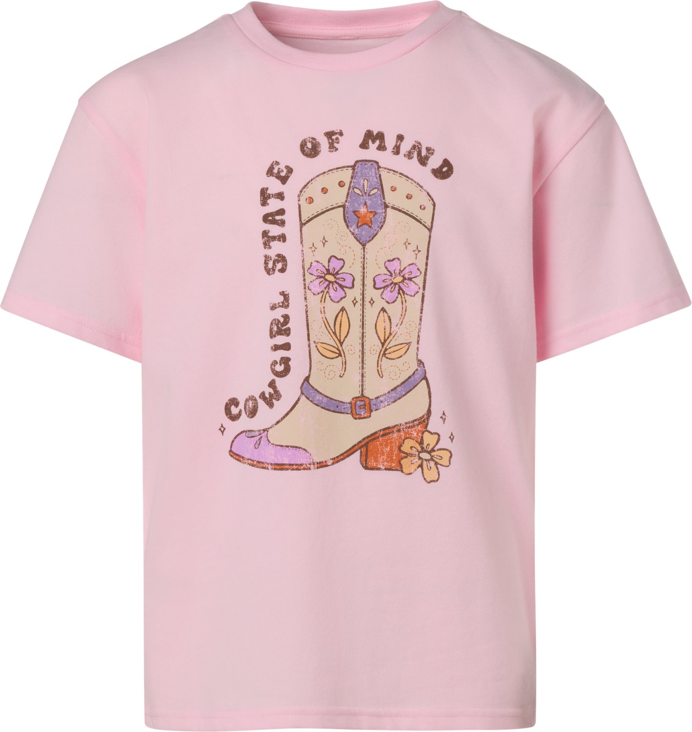 BCG Girls' Lifestyle Cotton Boxy Cowgirl Boot T-shirt