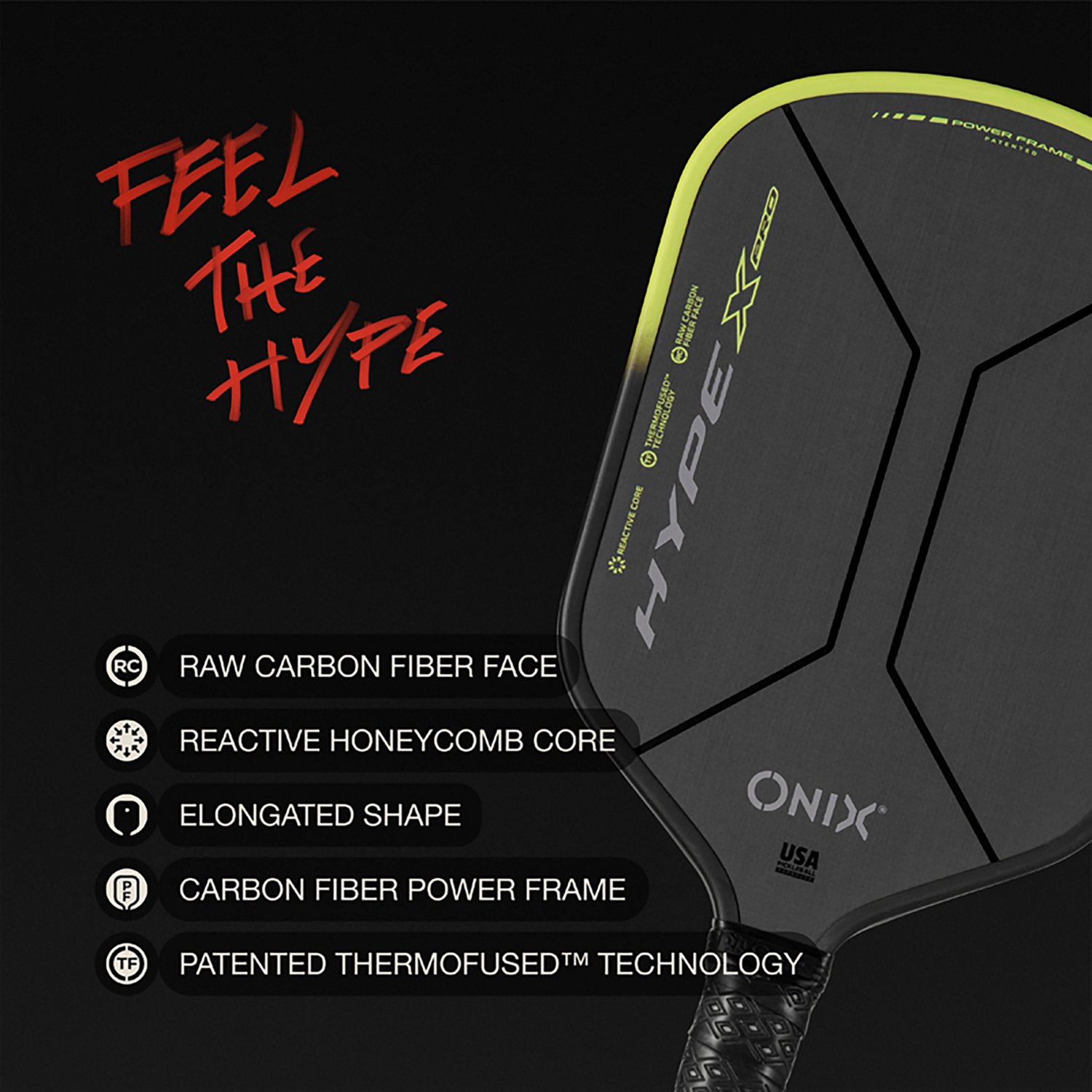 Onix Hype X Pro Raw Carbon Fiber Pickleball Paddle - view number 5