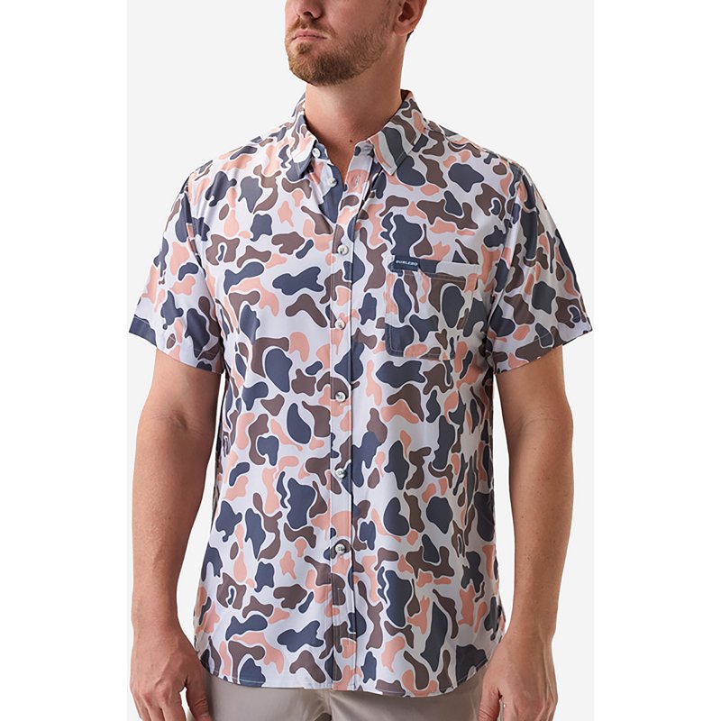 BURLEBO Performance Button-Up Short-Sleeve Shirt - Vintage Camo