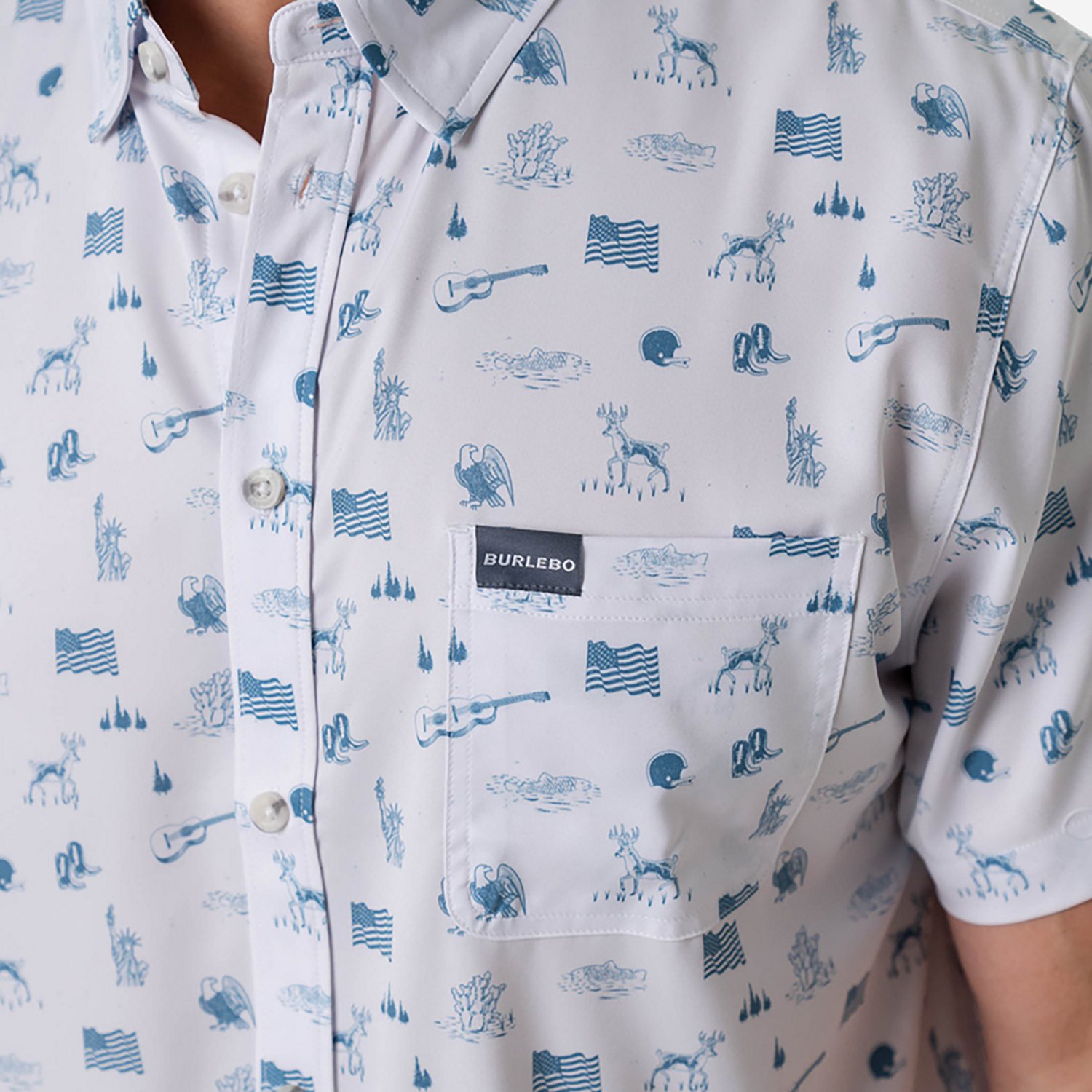 BURLEBO Men's Performance Button-Up Short Sleeve Shirt                                                                           - view number 4