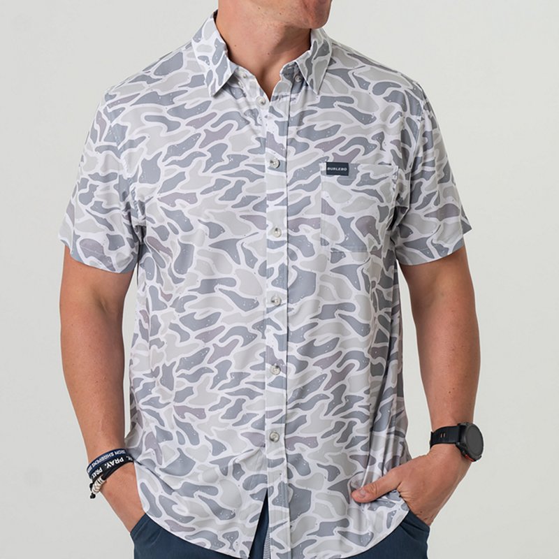 BURLEBO Men's Performance Button-Up Short Sleeve Shirt