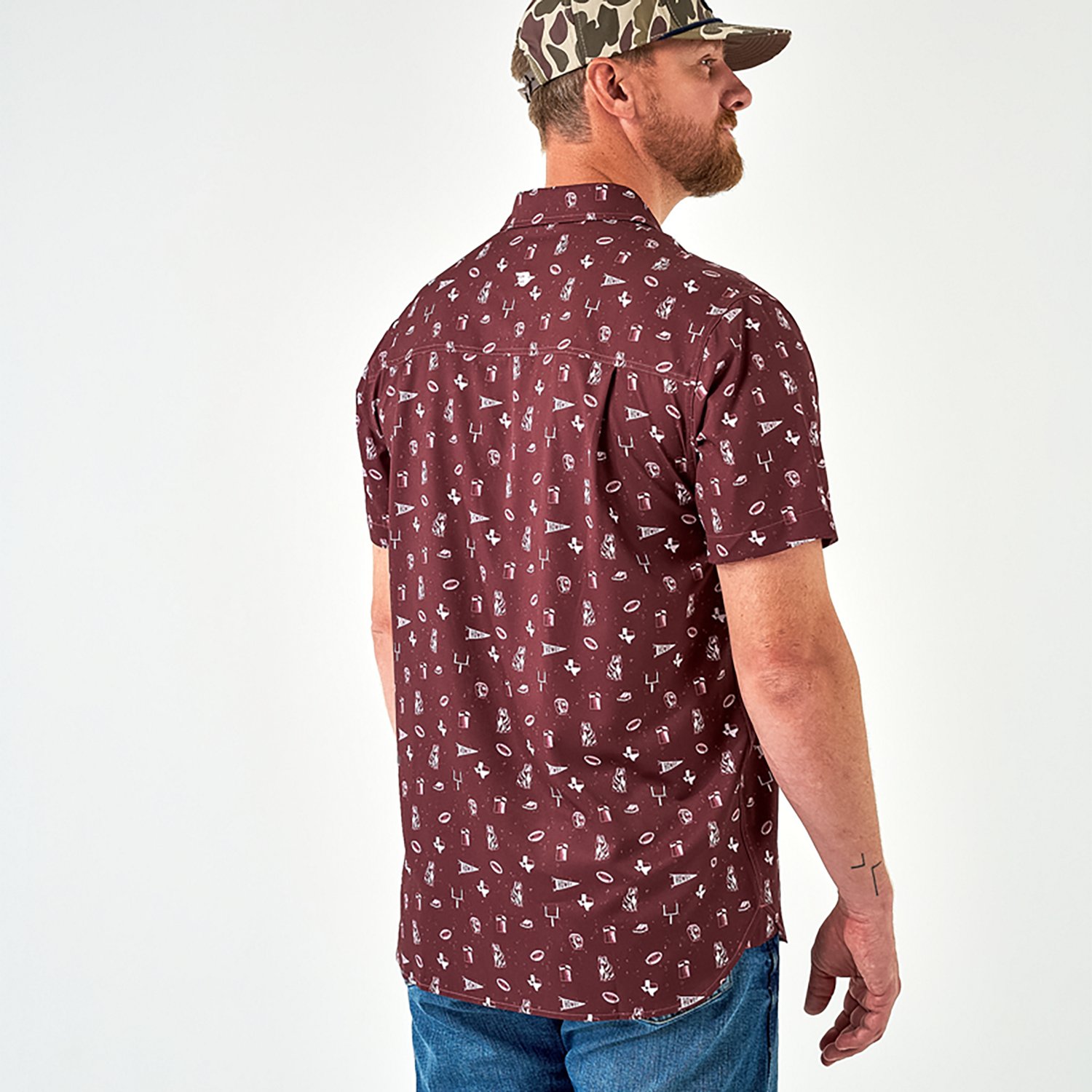BURLEBO Men's Texas Pride Performance Button Up T-shirt                                                                          - view number 2