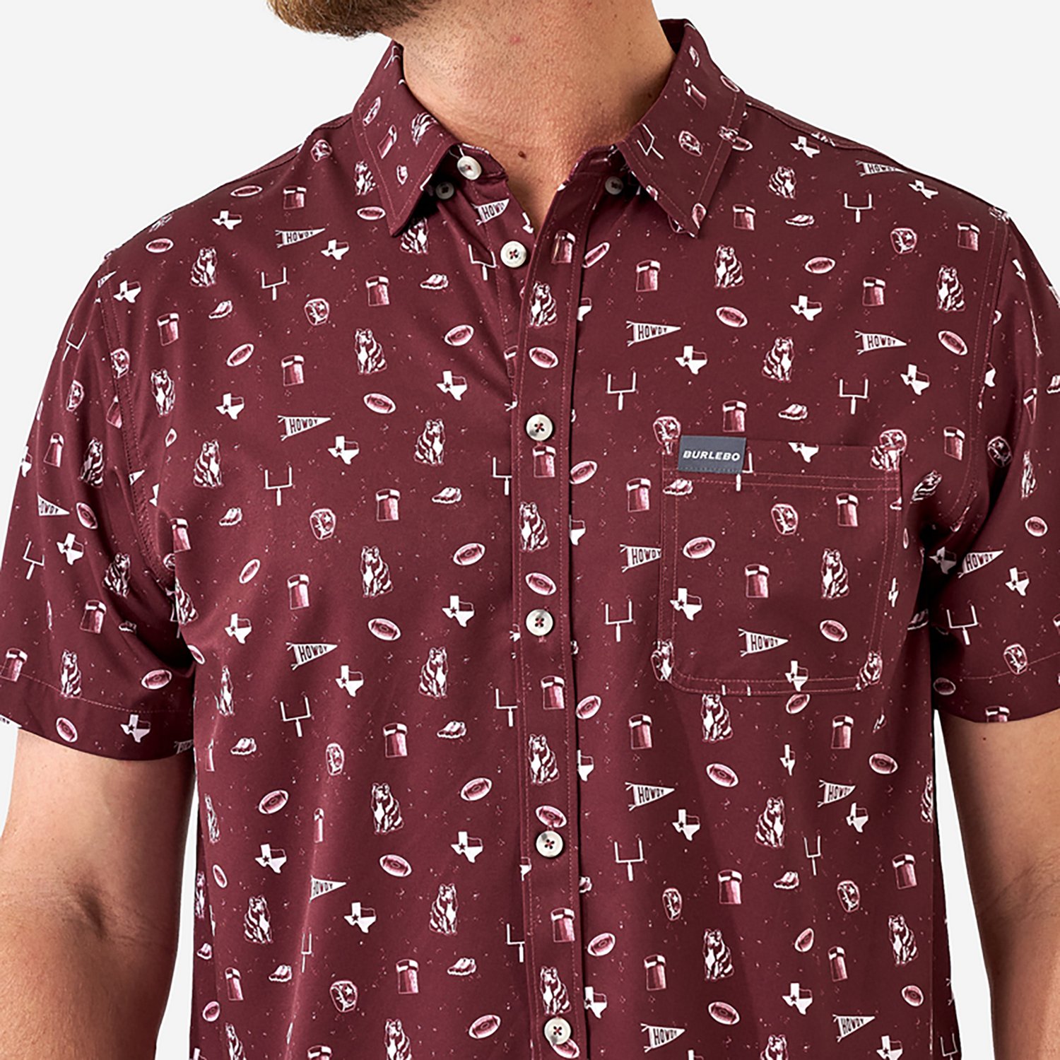 BURLEBO Men's Texas Pride Performance Button Up T-shirt                                                                          - view number 3