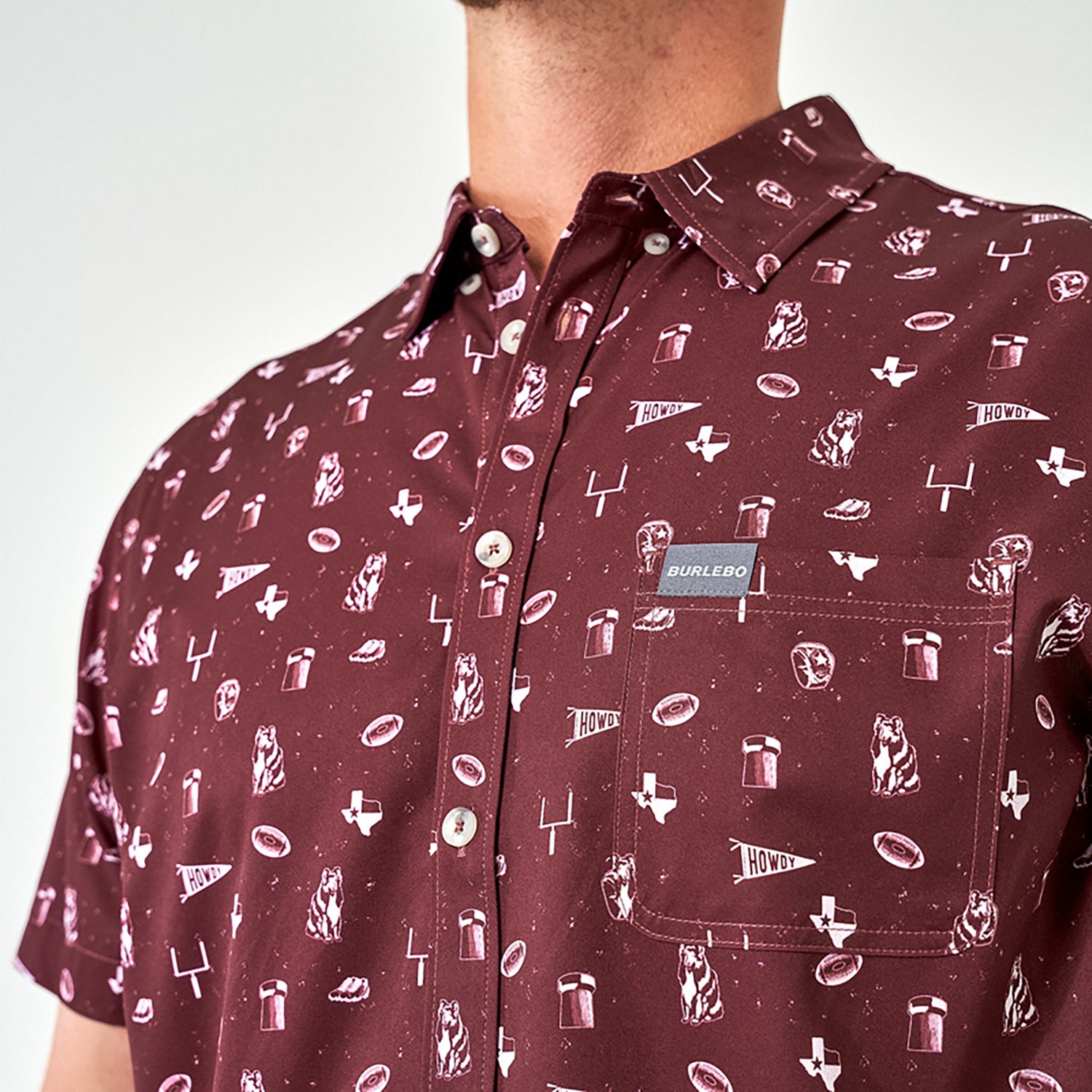 BURLEBO Men's Texas Pride Performance Button Up T-shirt                                                                          - view number 4