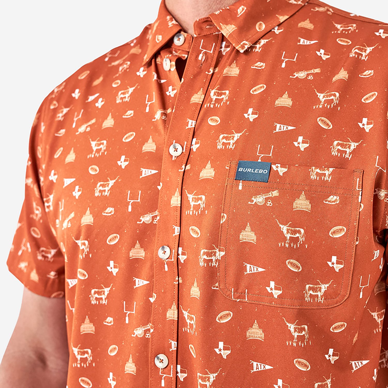 BURLEBO Men's Texas Pride Performance Button Up T-shirt                                                                          - view number 3