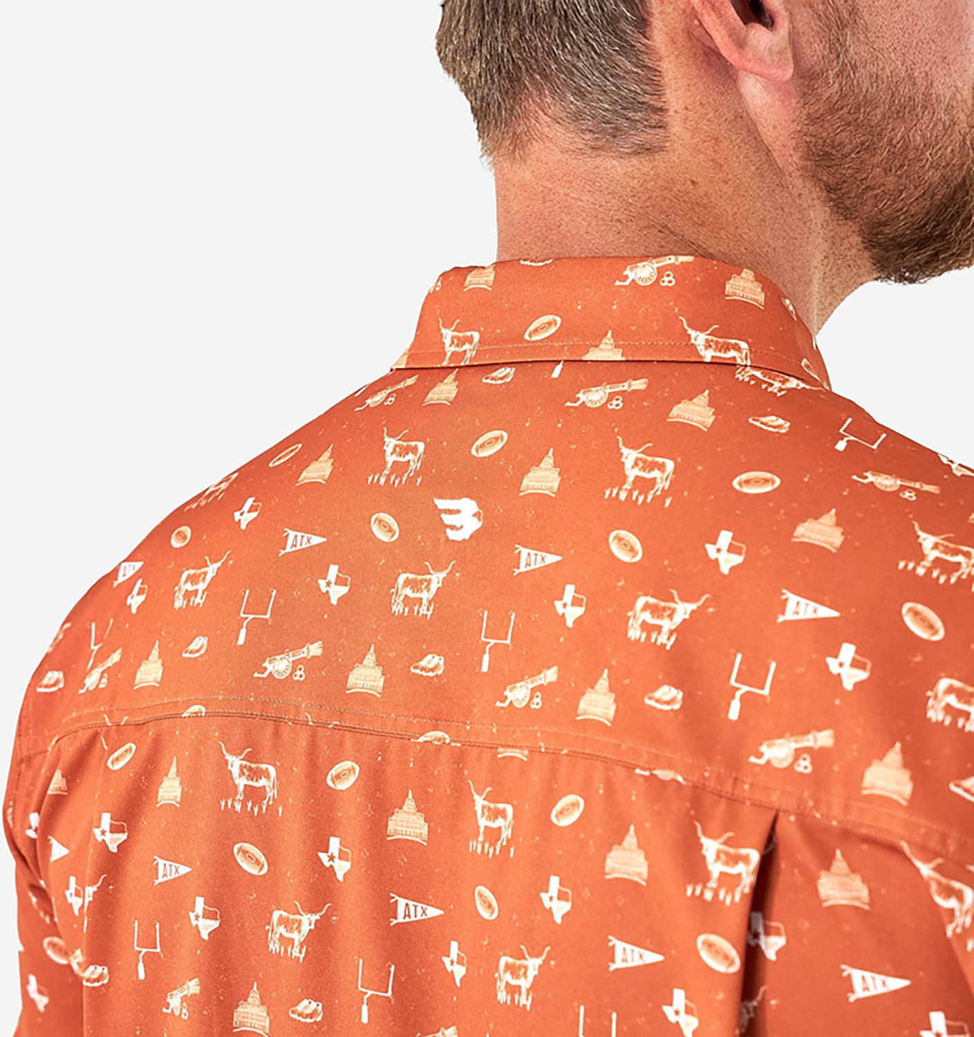 BURLEBO Men's Texas Pride Performance Button Up T-shirt                                                                          - view number 4