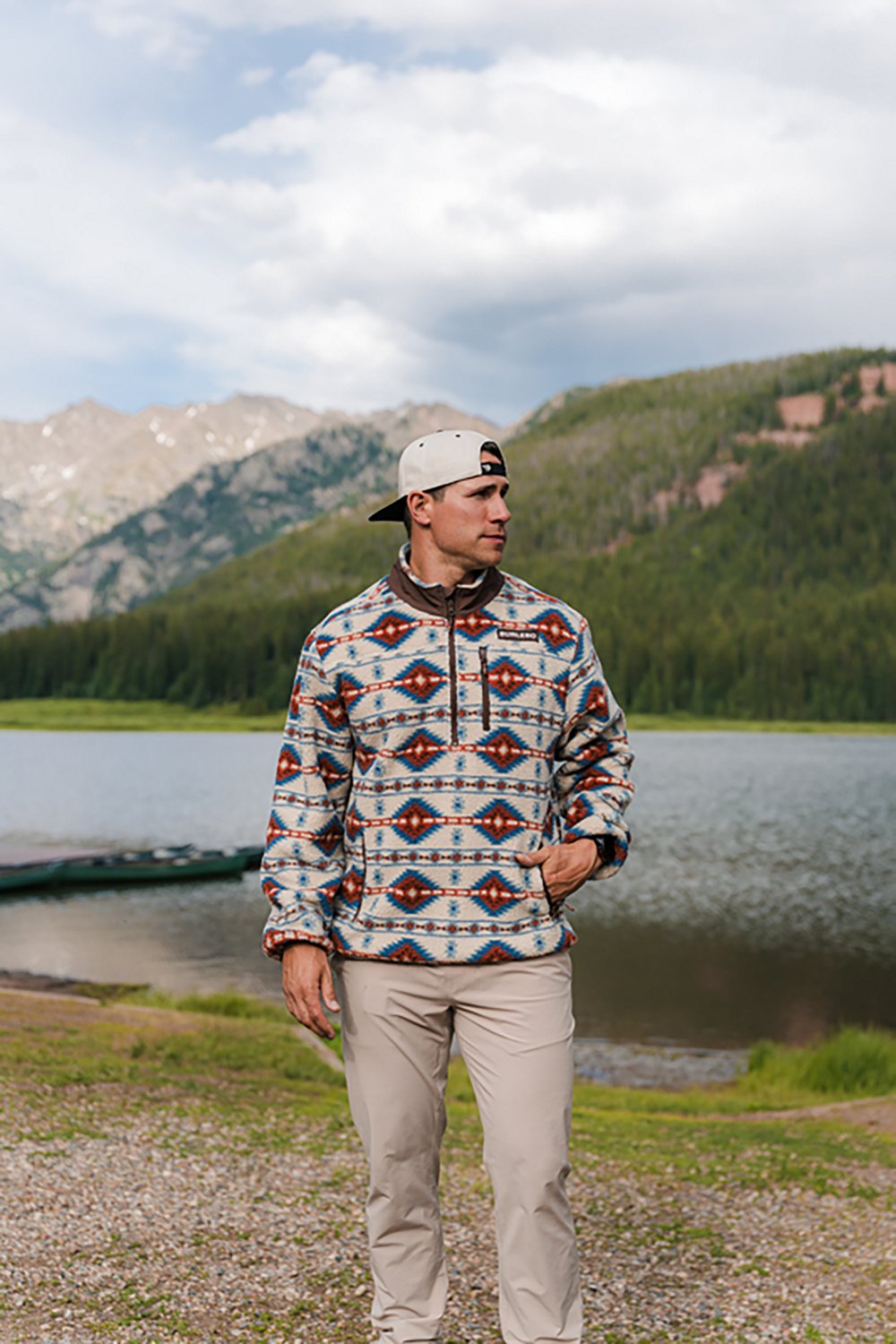 BURLEBO Men's Arizona Aztec Mountain Fleece Sherpa 1/4-Zip Jacket - view number 8